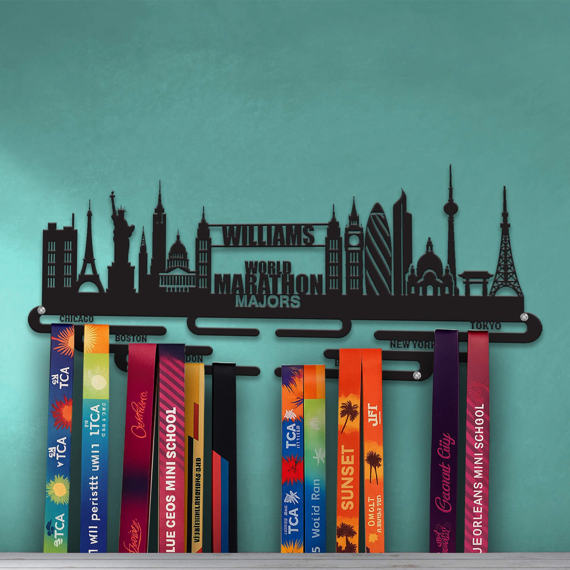 World Marathon Majors Medal Hanger – Personalized Metal Medal Holder – Stainless Steel Display Rack MH023 5