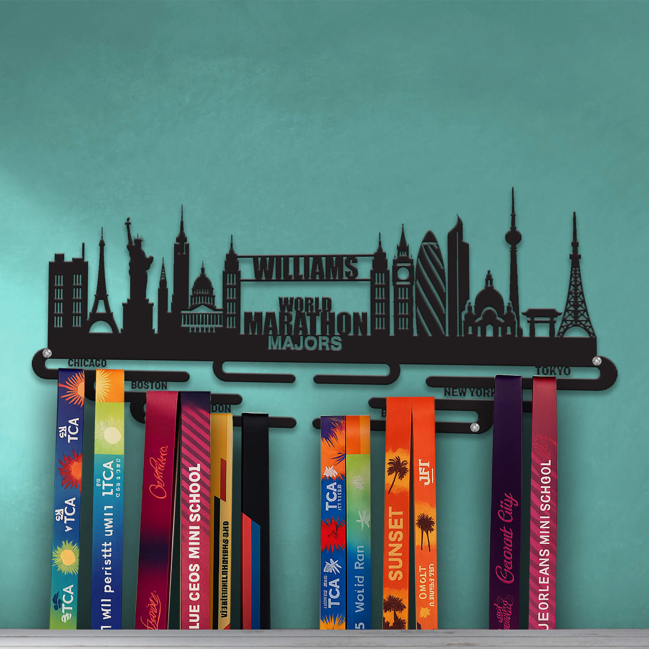 World Marathon Majors Medal Hanger – Personalized Metal Medal Holder – Stainless Steel Display Rack MH023 5