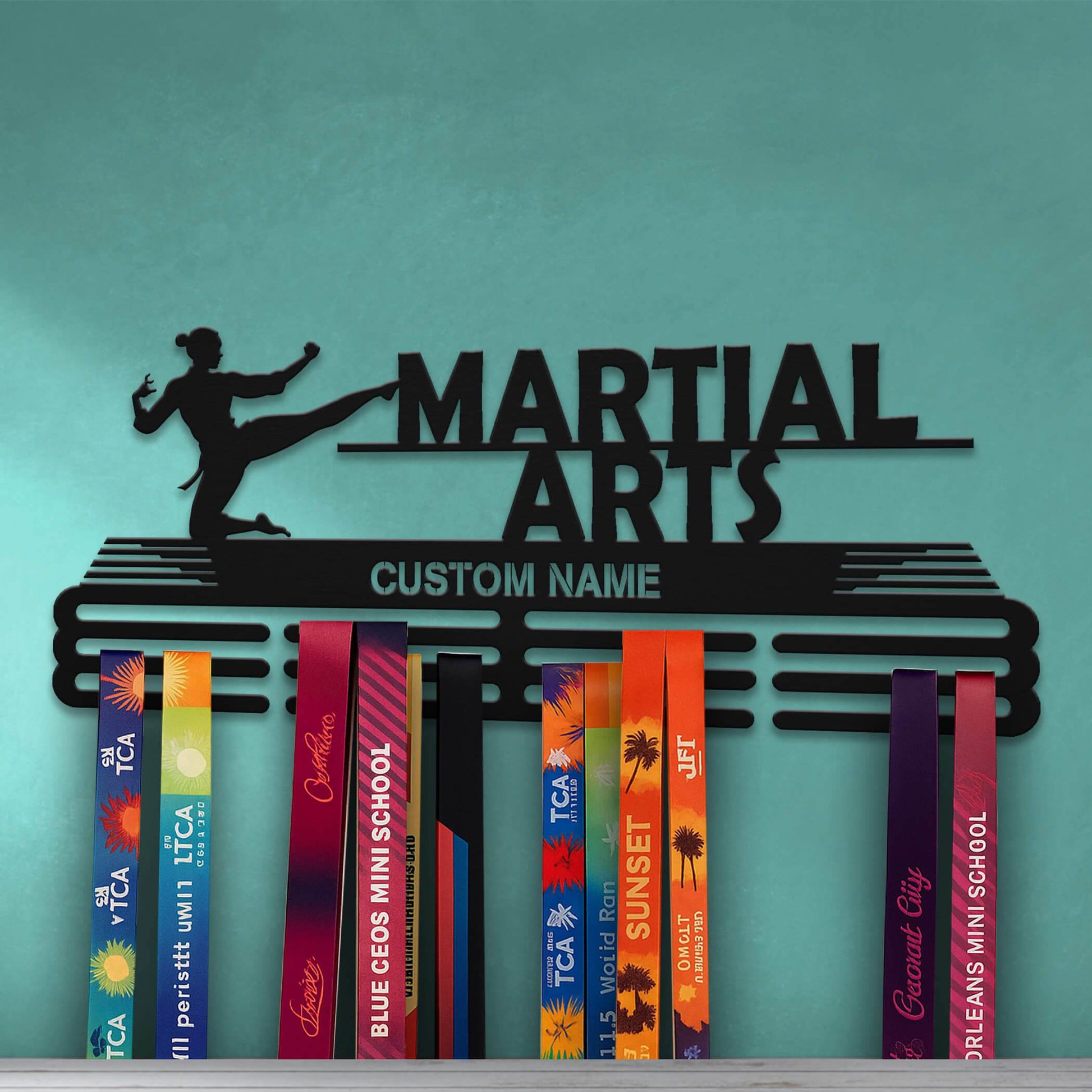 Custom Martial Arts Medal Display – Stainless Steel Wall Hanger for Taekwondo, Karate & MMA Medals - Champion Hanger