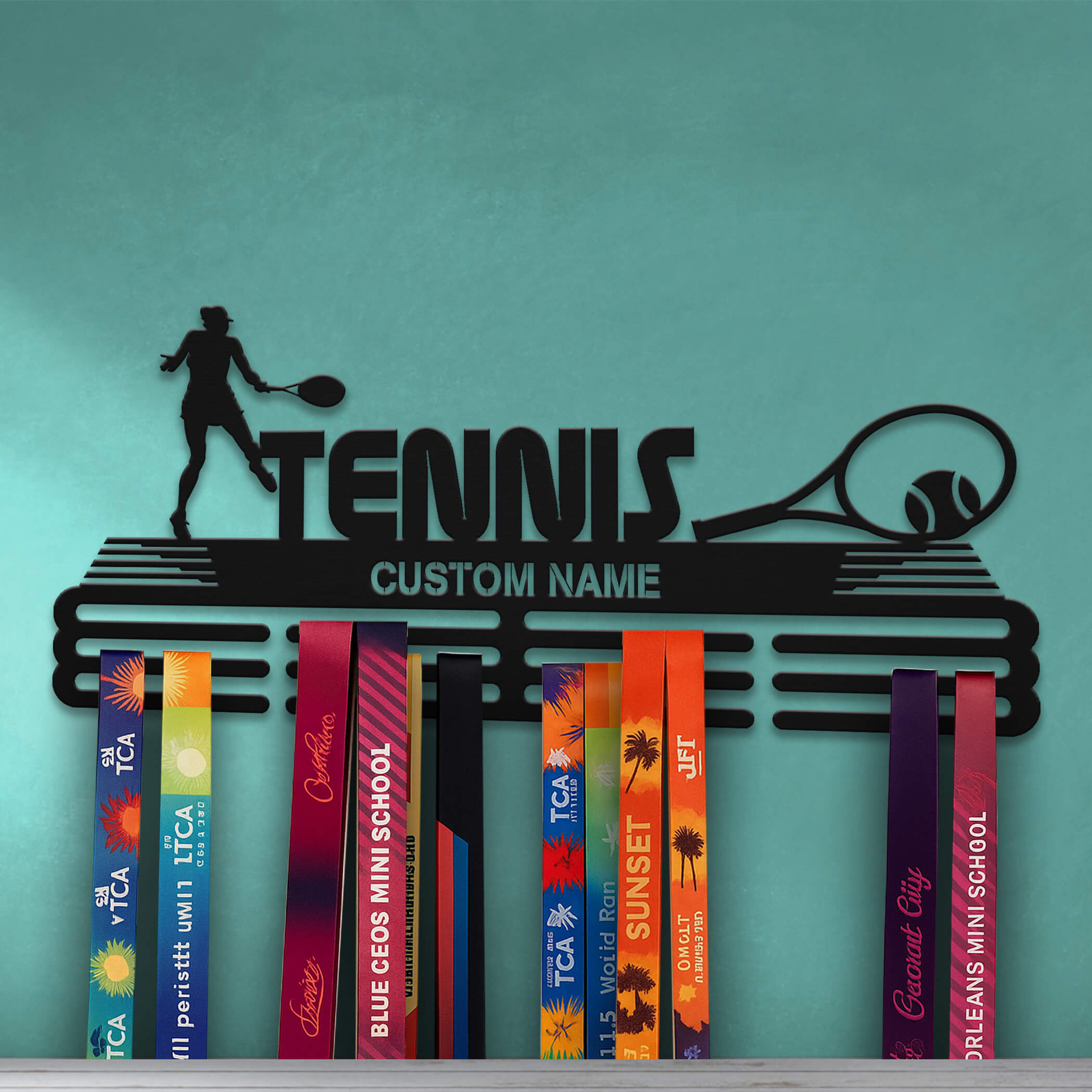 Personalized Stainless Steel Tennis Medal Hanger with Custom Name | ChampionHanger