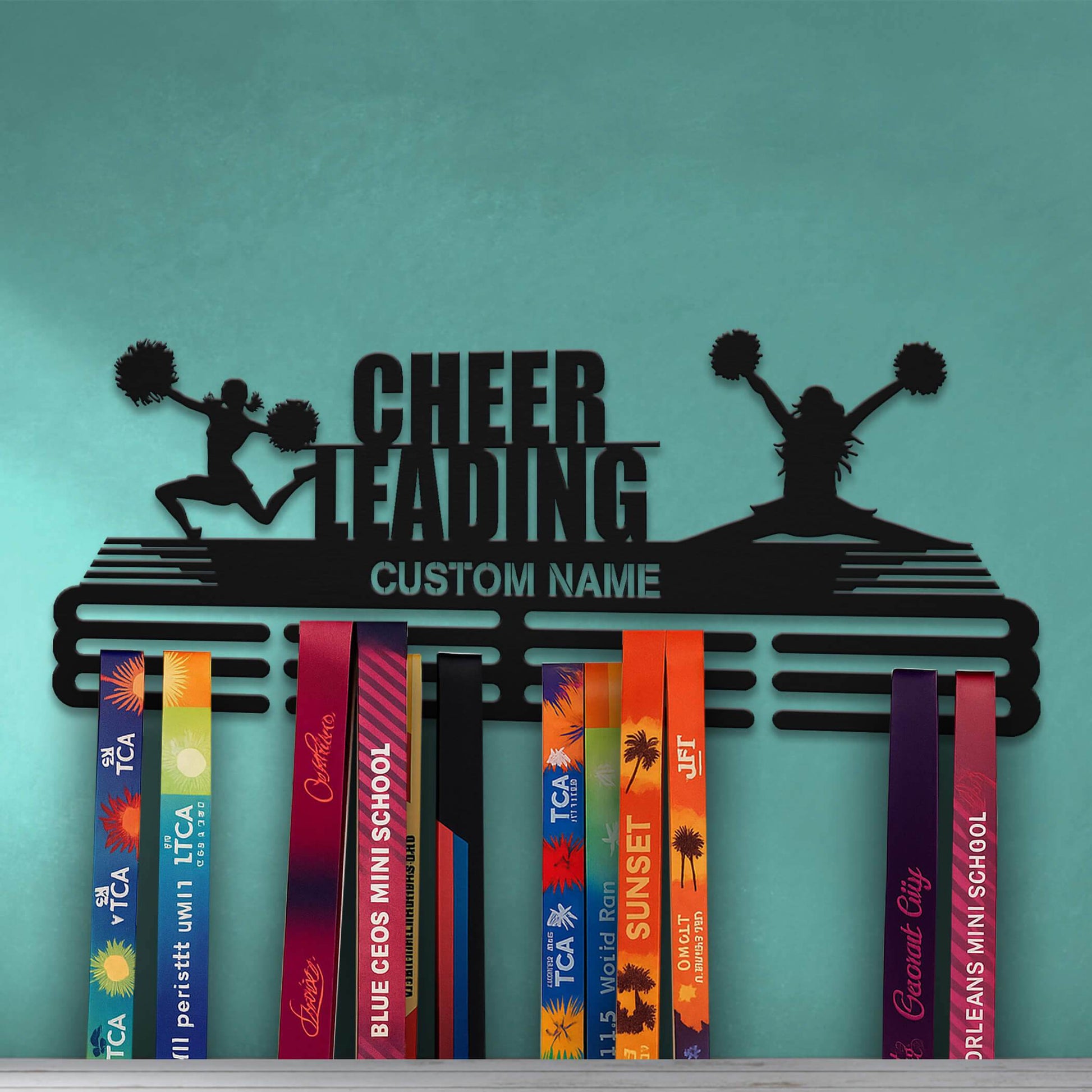 Cheerleading Medal Hanger – Personalized Metal Medal Holder – Stainless Steel Wall Display Rack for Cheerleading Awards - Champion Hanger