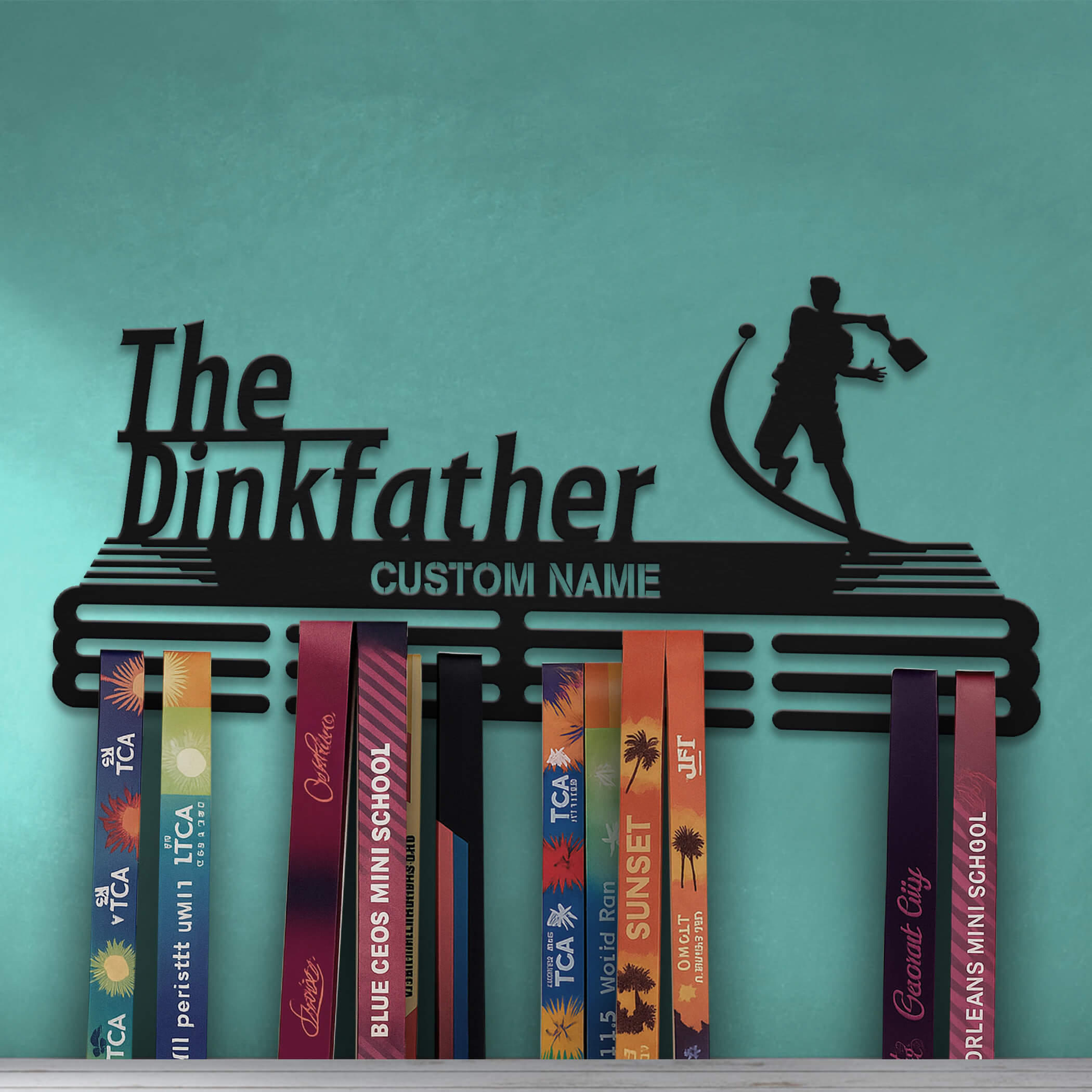 Stainless Steel Pickleball Medal Hanger – "The Dinkfather" Design | Custom Wall Rack for Pickleball Awards | ChampionHanger