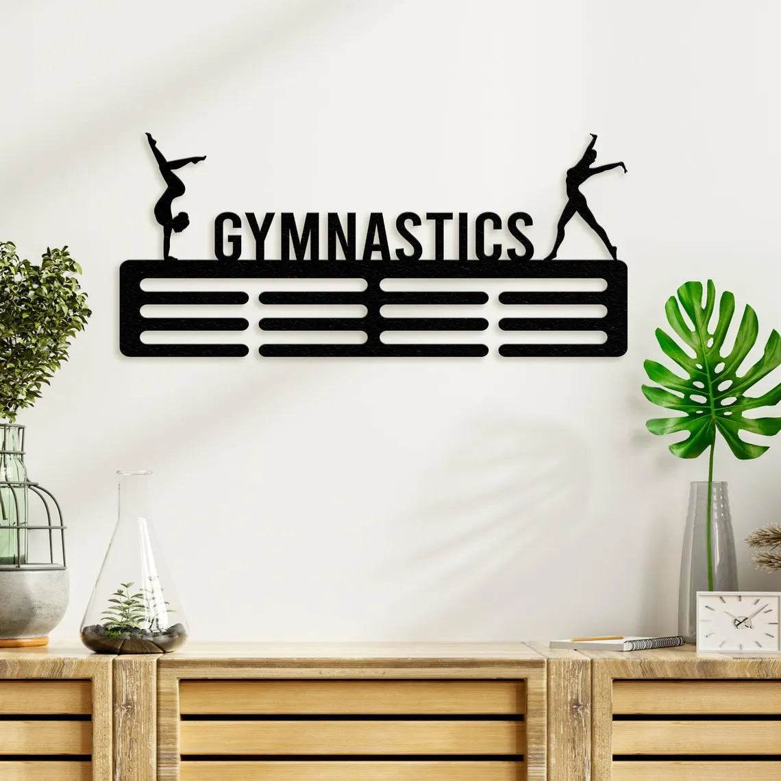 Personalized Gymnastics Medal Holder – Custom Wall Rack for Displaying Gymnast Awards and Medals - Champion Hanger