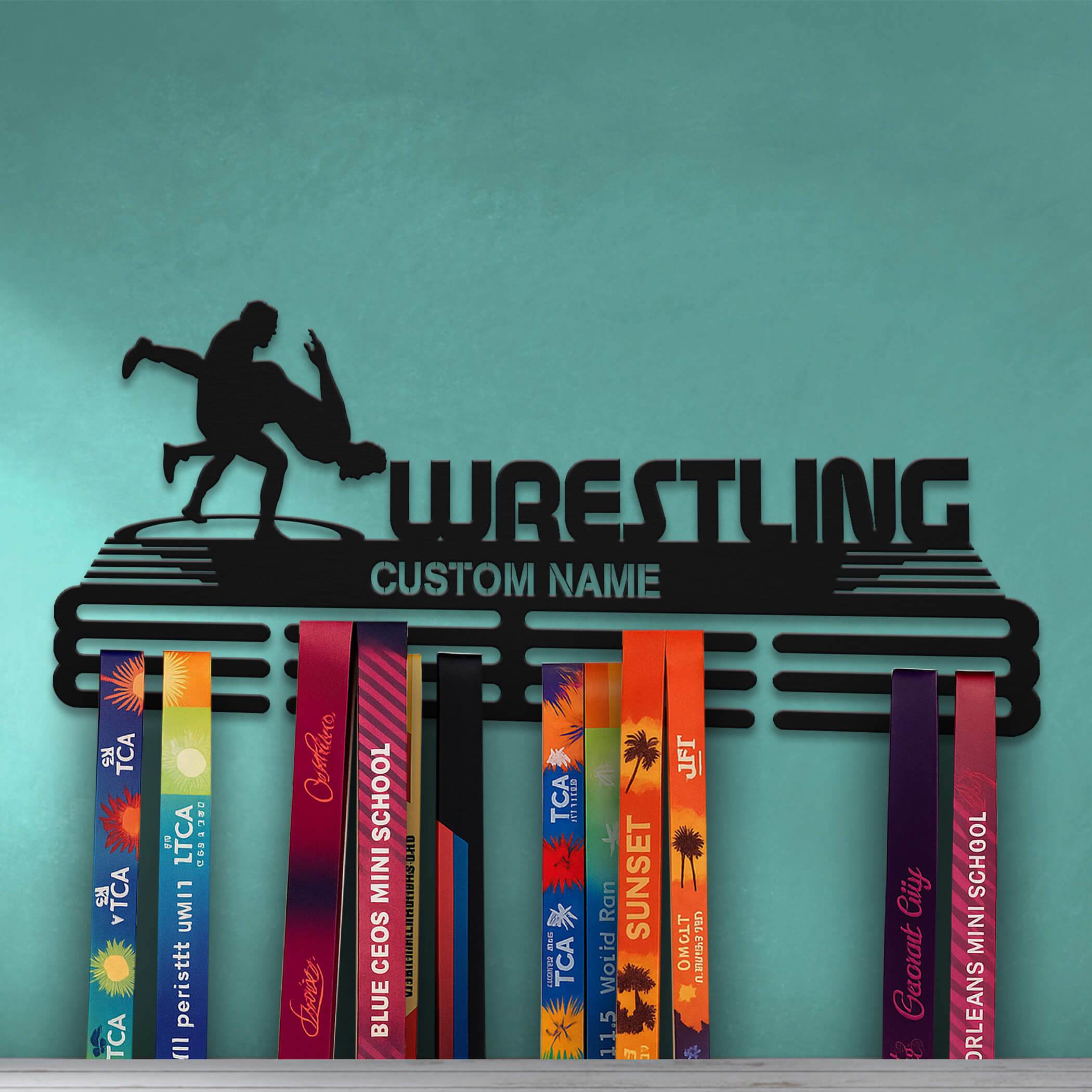 Wrestling Medal Display Rack – Personalized Stainless Steel Medal Holder for Wrestling Awards - Champion Hanger