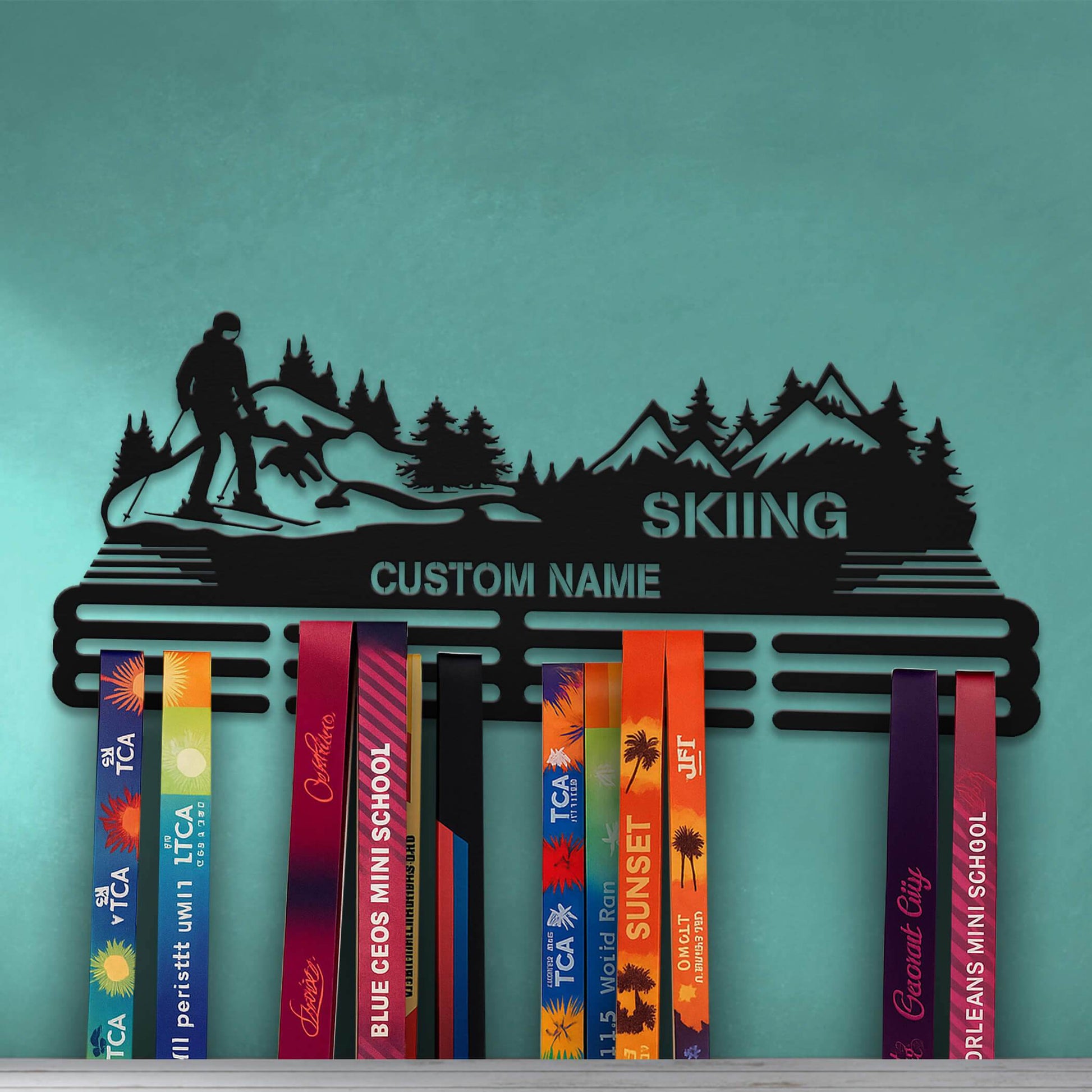 Skiing Medal Hanger – Personalized Metal Medal Holder – Stainless Steel Display Rack for Ski Awards - Champion Hanger