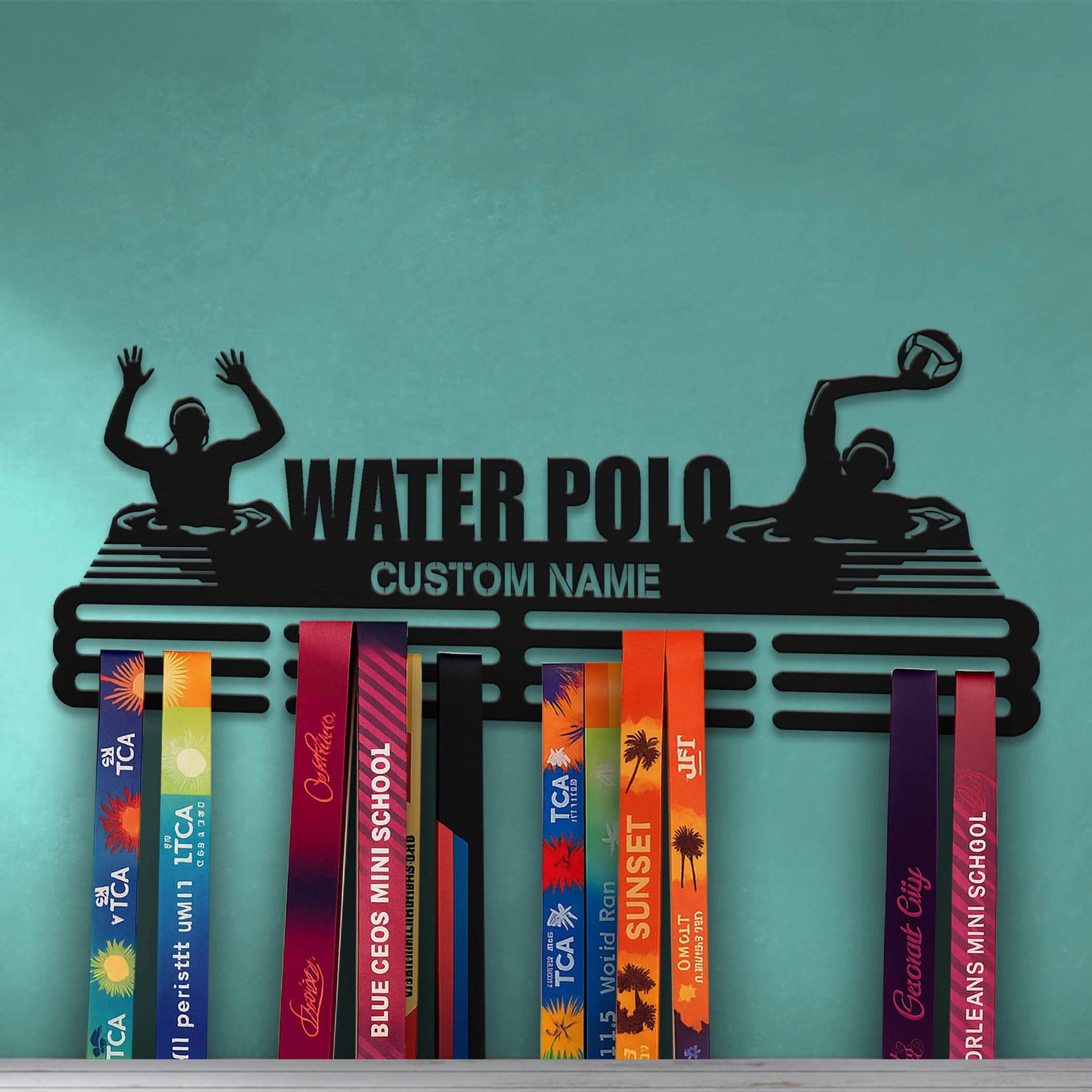 Stainless Steel Water Polo Medal Display – Personalized Wall Rack for Medals & Trophies - Champion Hanger