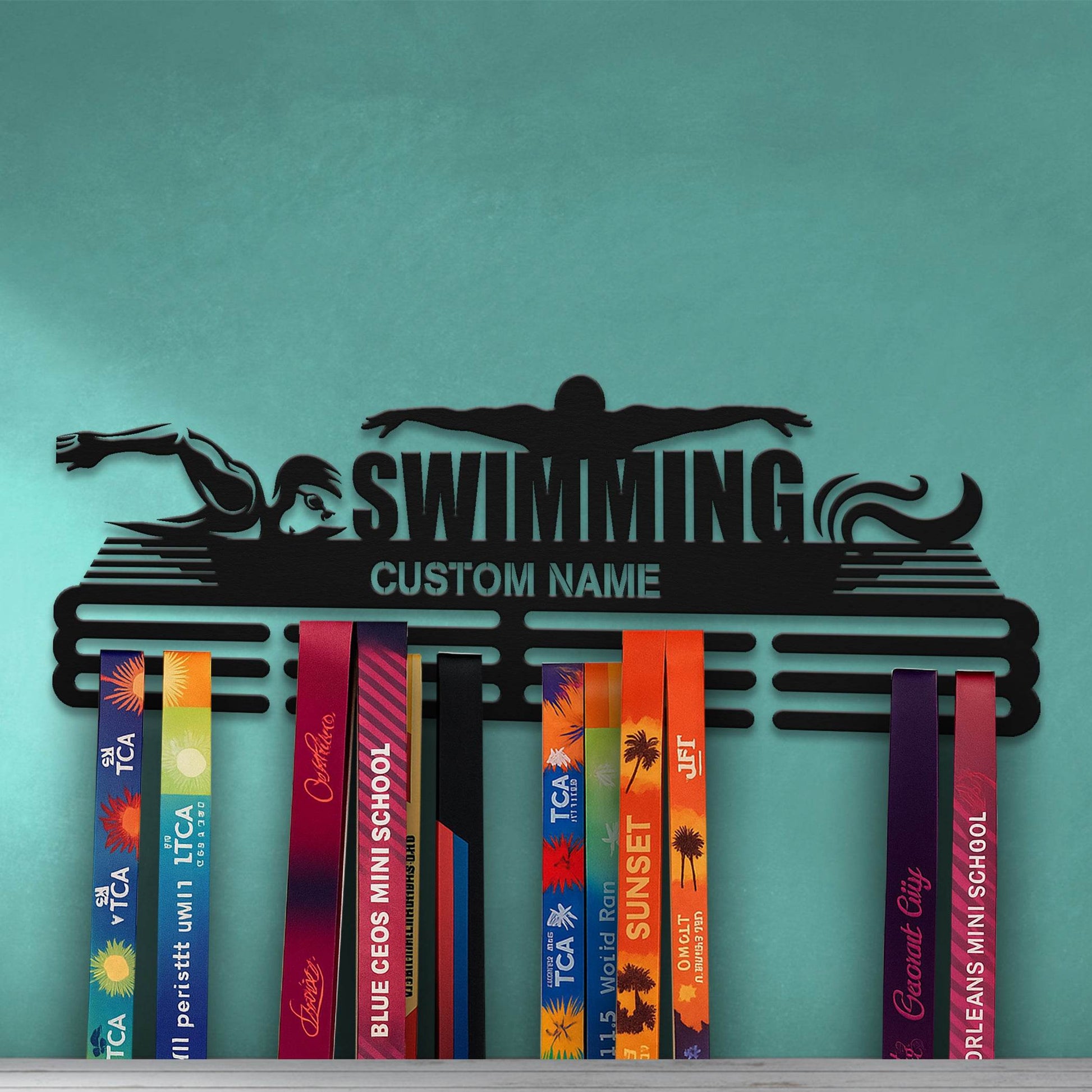 Swimmer Medal Hanger - Metal Hanger for Swimming Awards – Stainless Steel Display Rack - Champion Hanger