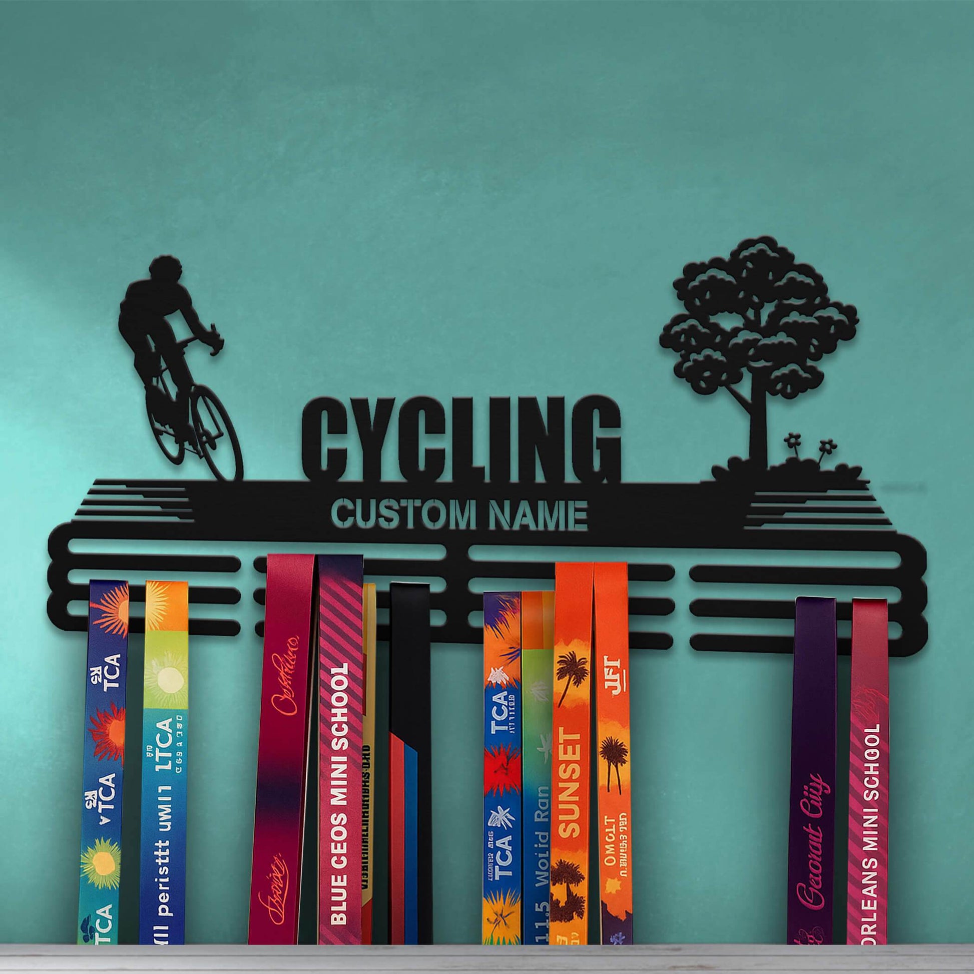 Cyclist Medal Hanger – Personalized Metal Medal Holder – Stainless Steel Display Rack - Champion Hanger