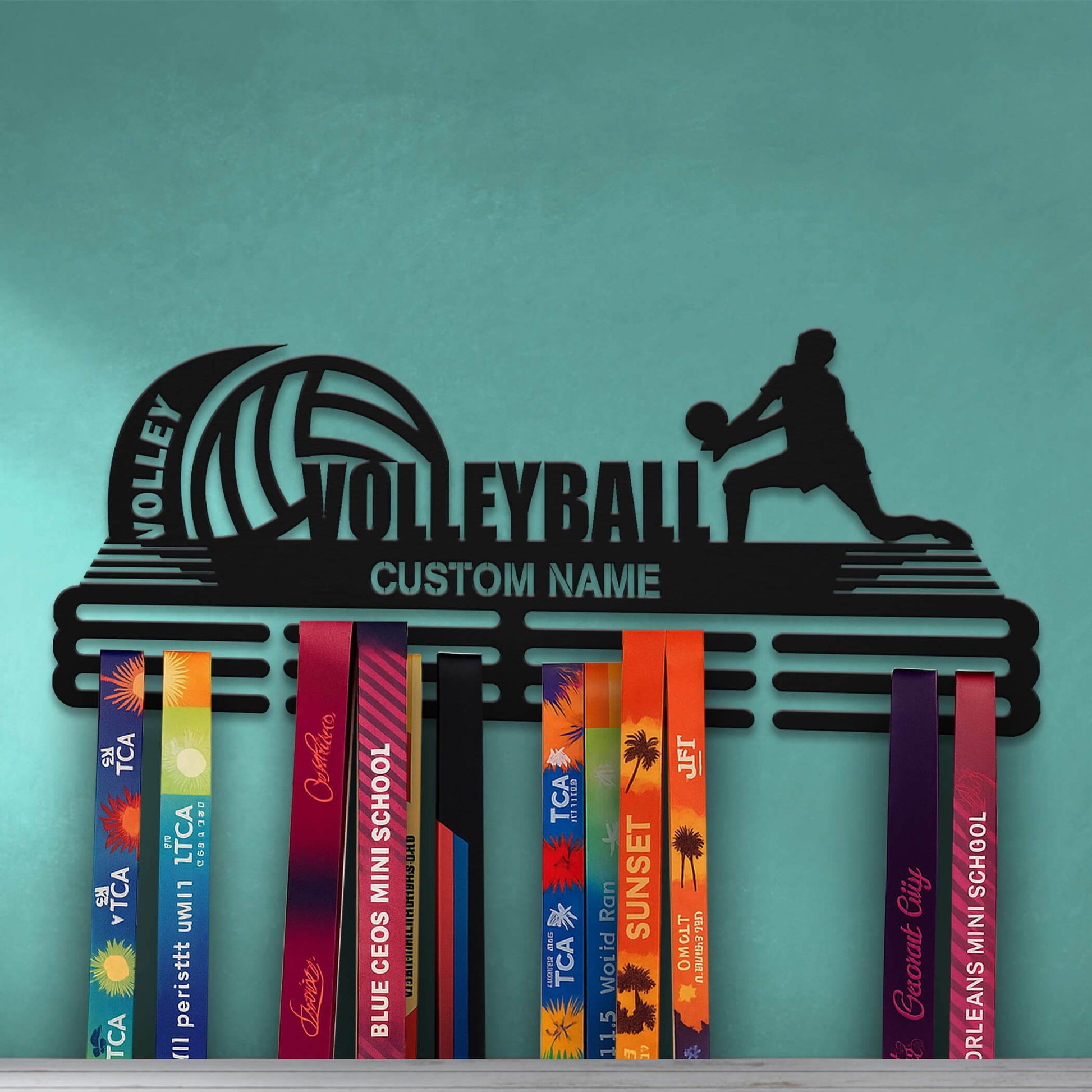 Personalized Volleyball Medal Holder – Stainless Steel Wall Rack for Displaying Awards - Champion Hanger