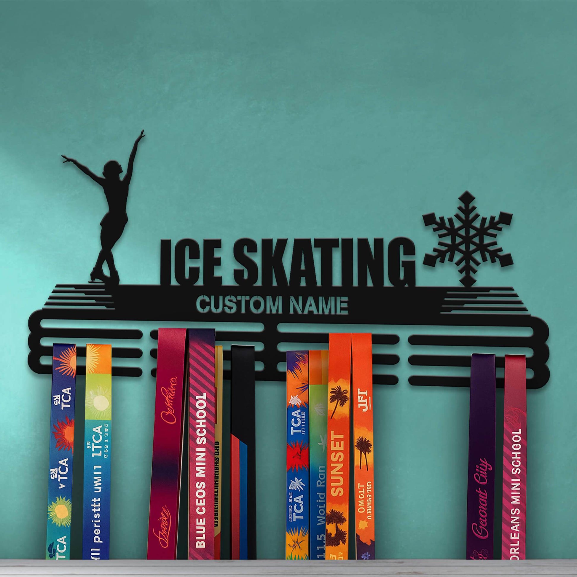 Ice skater Medal Hanger – Personalized Metal Medal Holder – Stainless Steel Display Rack - Champion Hanger