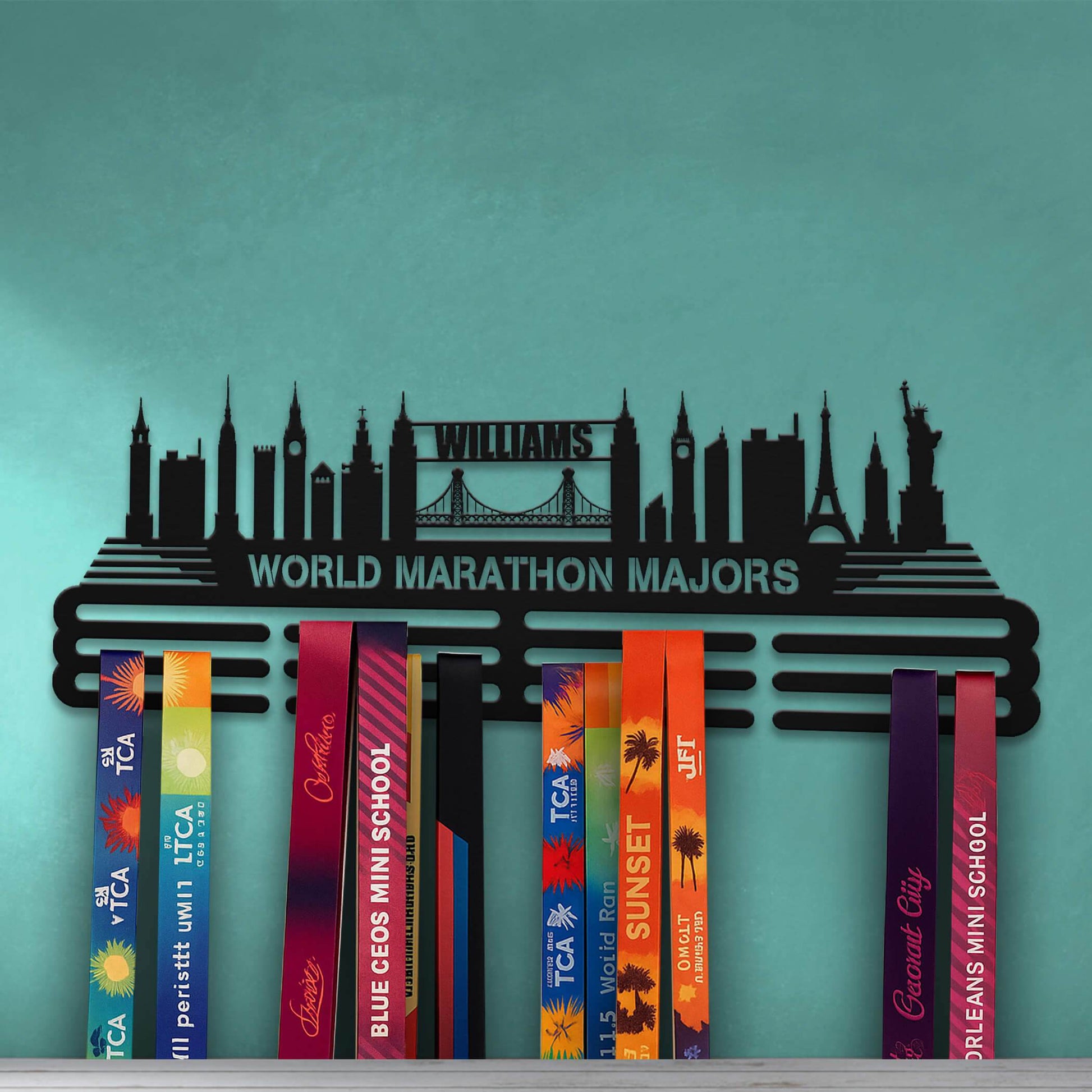 World Marathon Majors Medal Hanger, Custom Metal Medal Holder, Personalized Name Display Rack, Sports Awards Gift - Champion Hanger