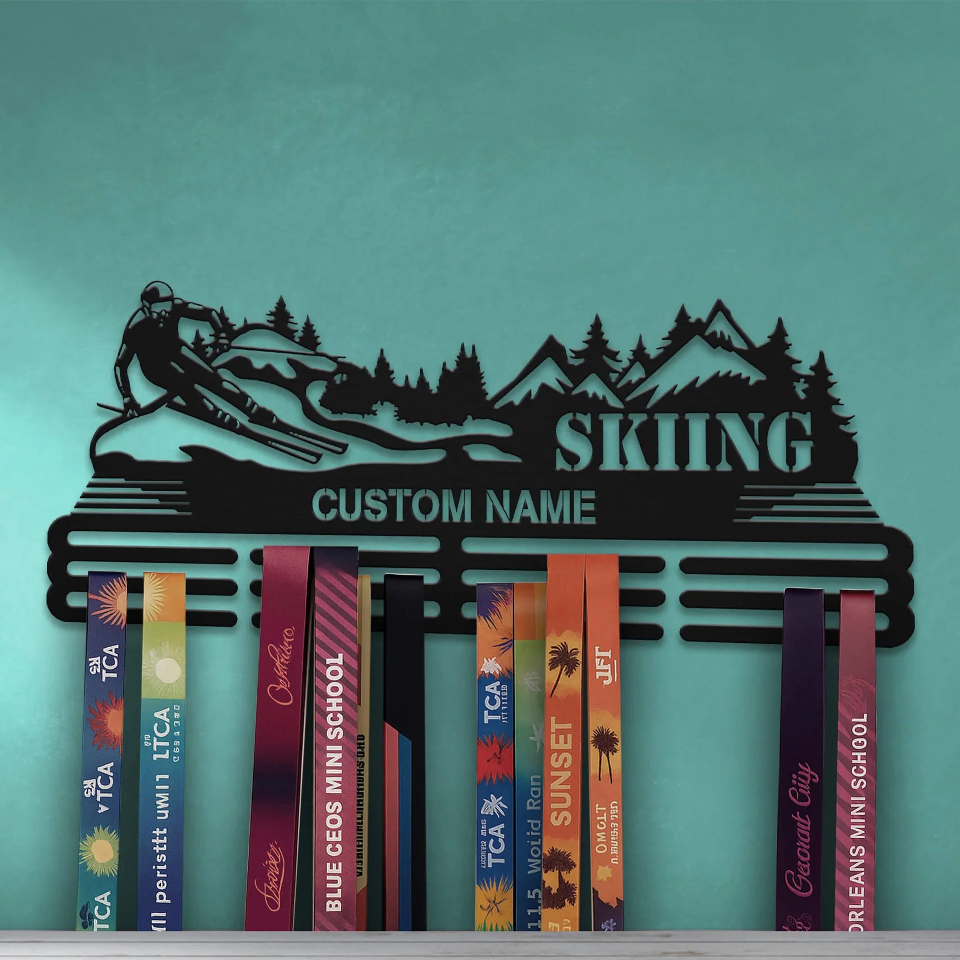 Personalized Skiing Medal Hanger – Custom Stainless Steel Medal Holder | ChampionHanger - Champion Hanger