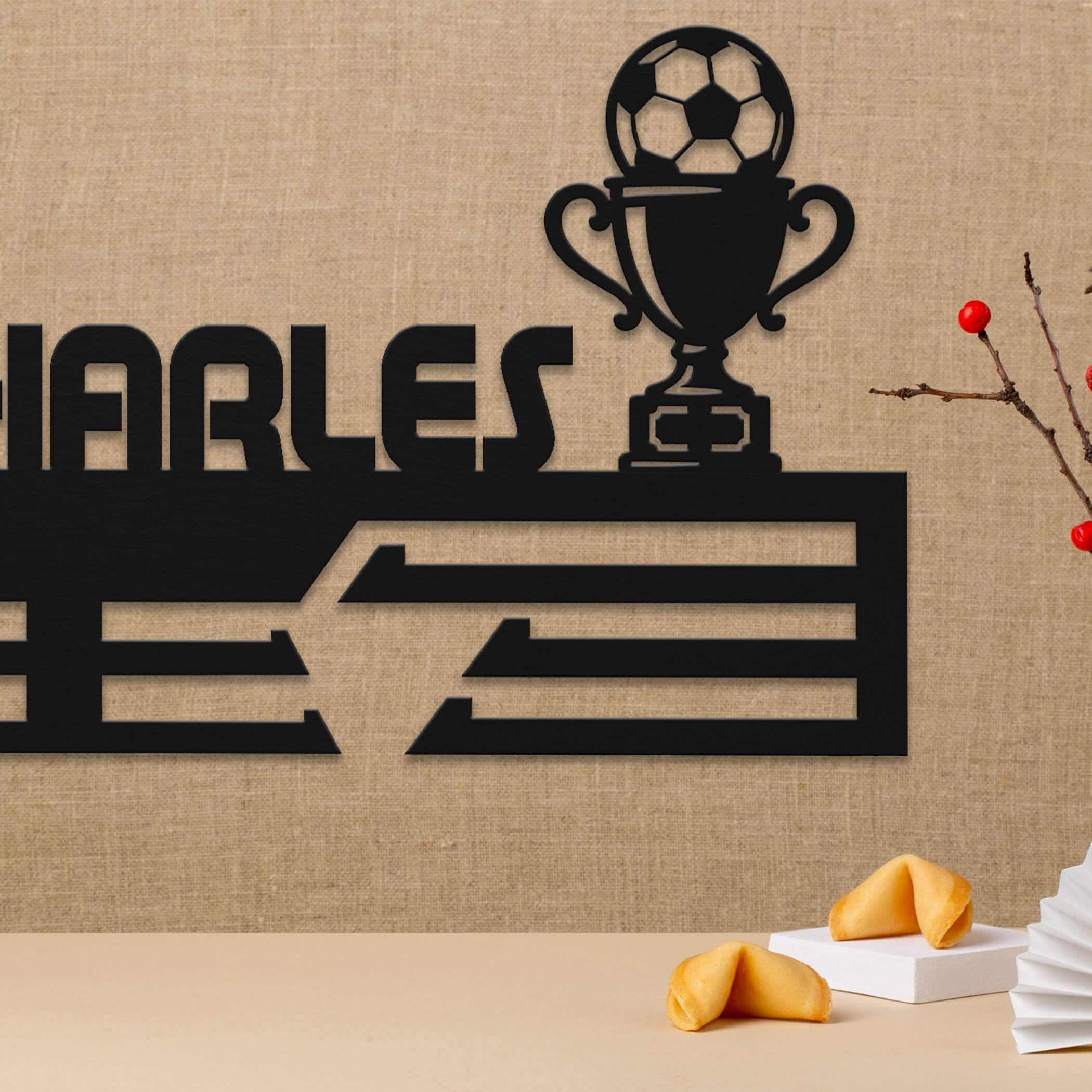 Personalized Soccer Medal Rack – Durable Stainless Steel Wall Display Holder for Medals & Awards - Champion Hanger