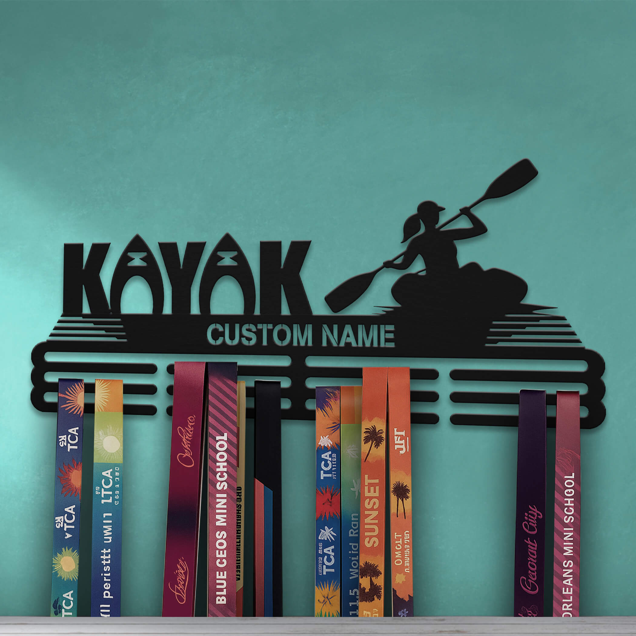 Personalized Kayak Medal Hanger – Stainless Steel Medal Holder with Custom Name | ChampionHanger