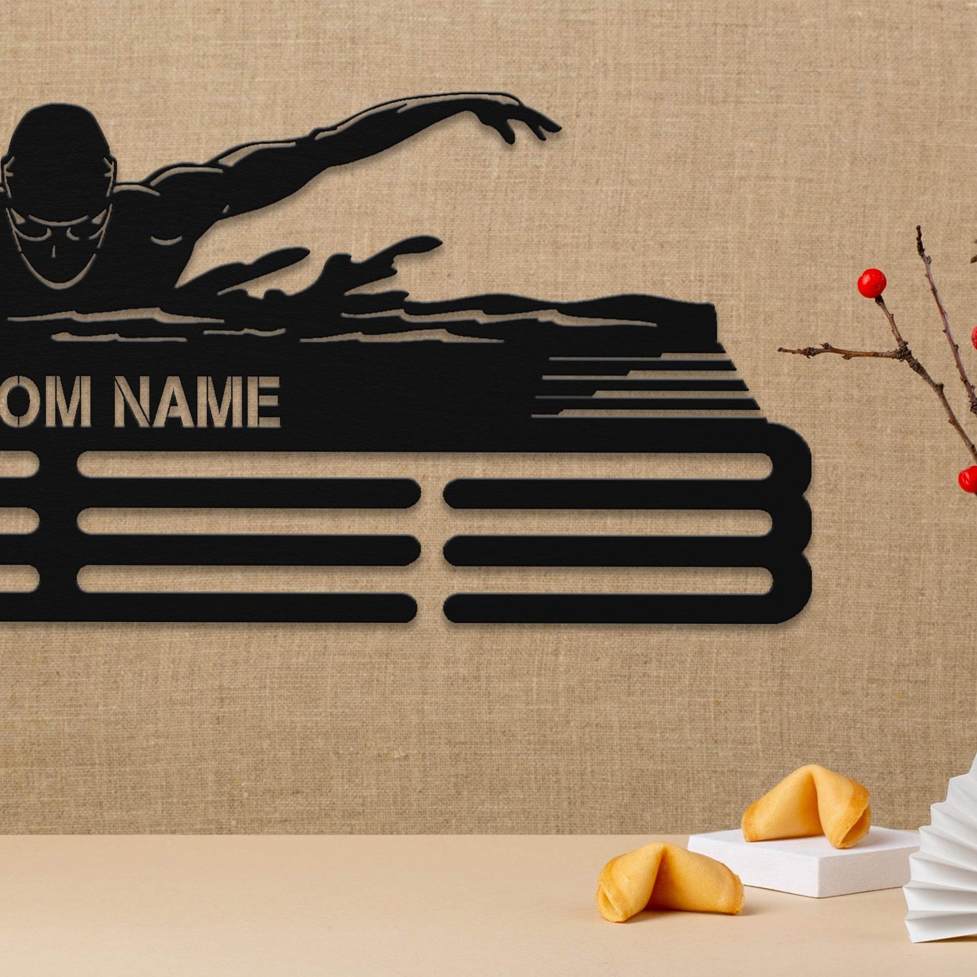Swimming Medal Hanger – Personalized Metal Medal Holder – Stainless Steel Display Rack - Champion Hanger