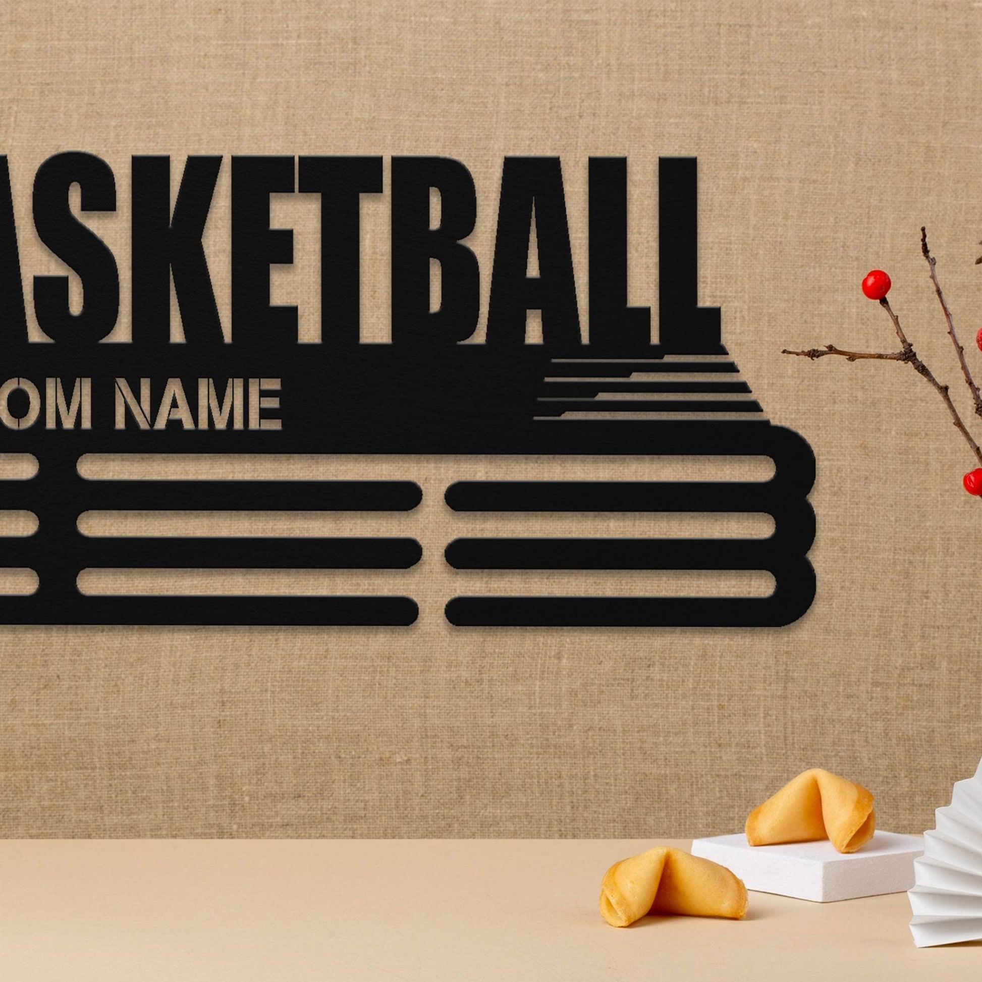 Basketball Medal Hanger – Personalized Metal Medal Holder – Stainless Steel Wall Display Rack for Basketball Awards - Champion Hanger