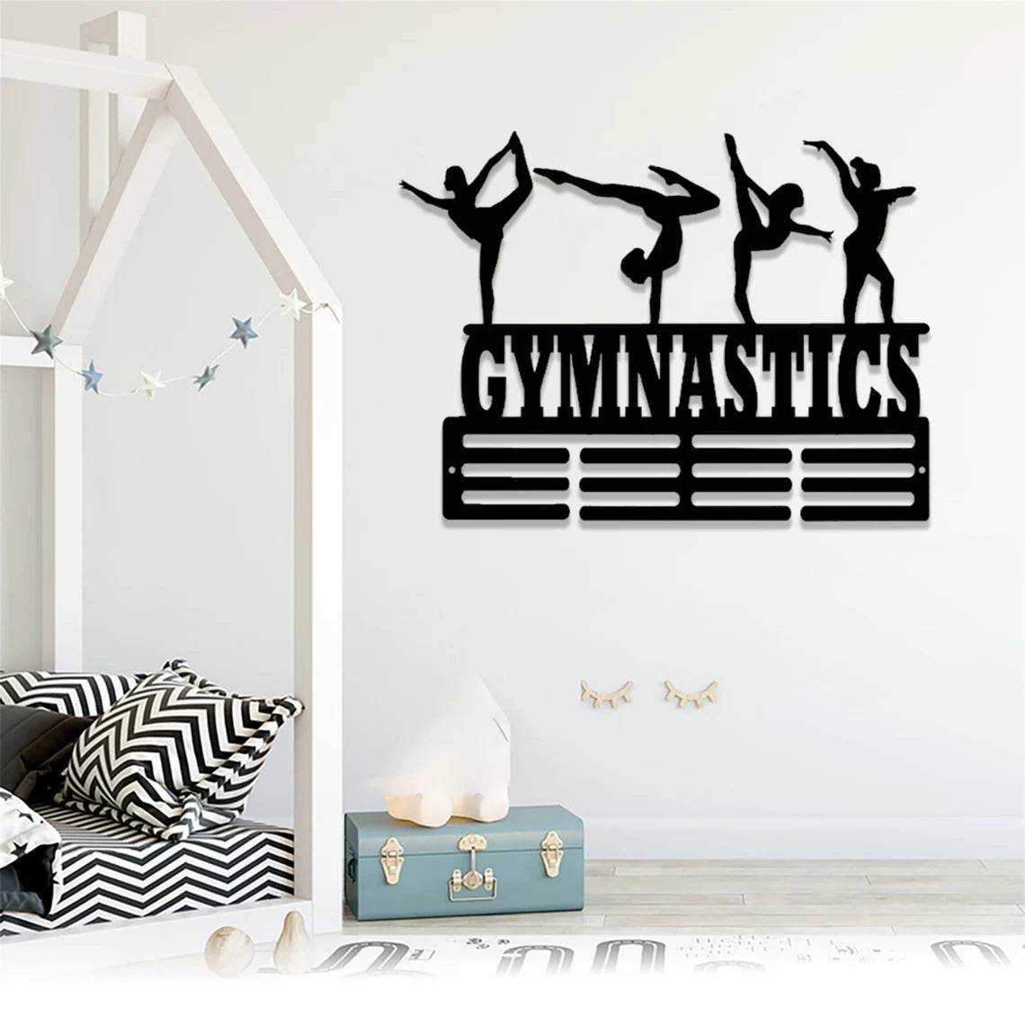 Personalized Gymnastics Medal Holder – Custom Wall Rack for Displaying Gymnast Awards and Medals - Champion Hanger