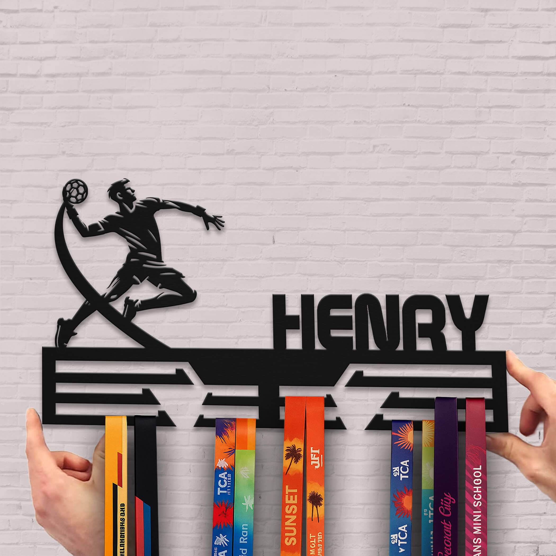 Personalized Handball Medal Hanger – Stainless Steel Medal Display Rack – Custom Wall Holder for Handball Awards and Gifts - Champion Hanger