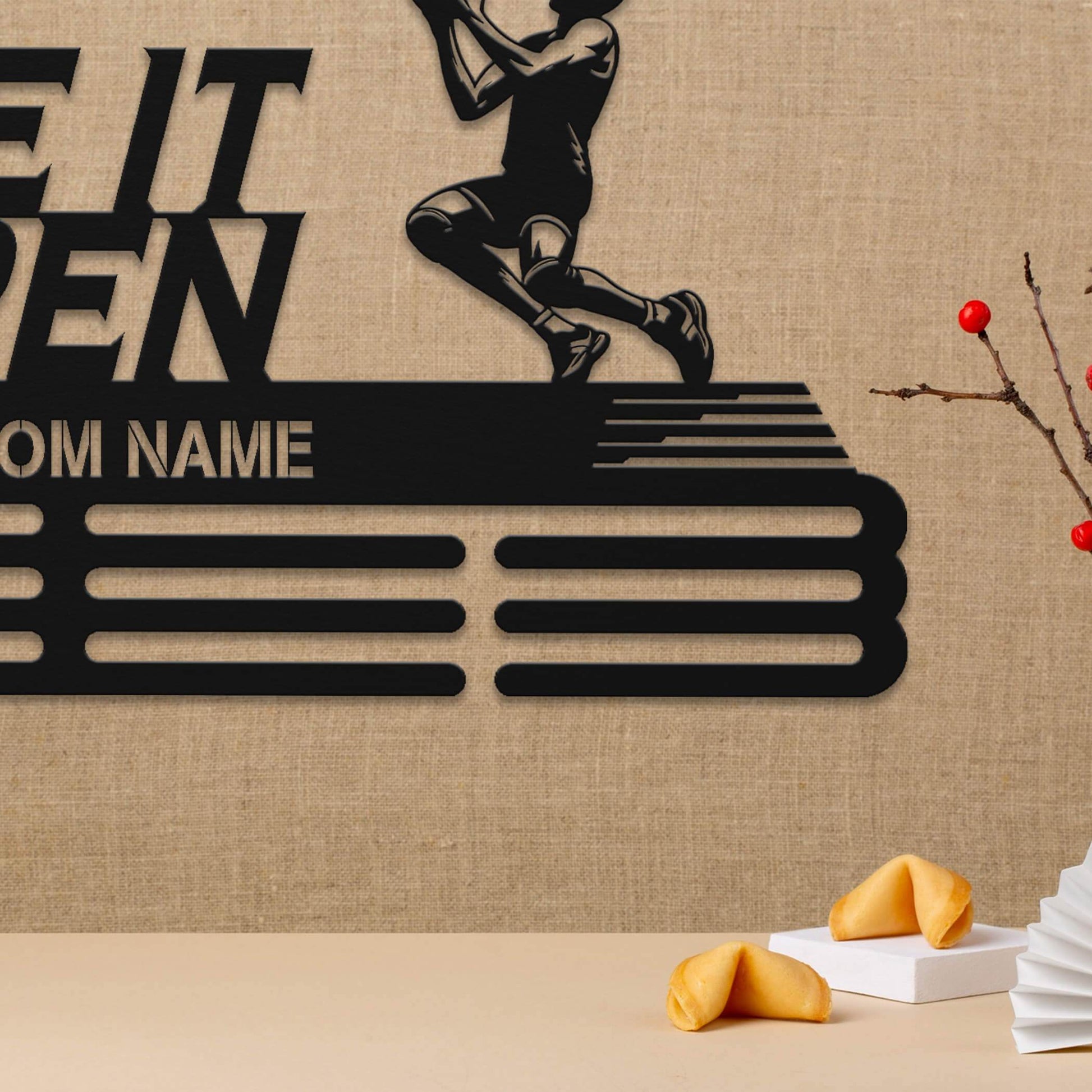 Make it Happen Basketball Medal Display Rack – Stainless Steel Personalized Medal Hanger for Basketball Players - Champion Hanger