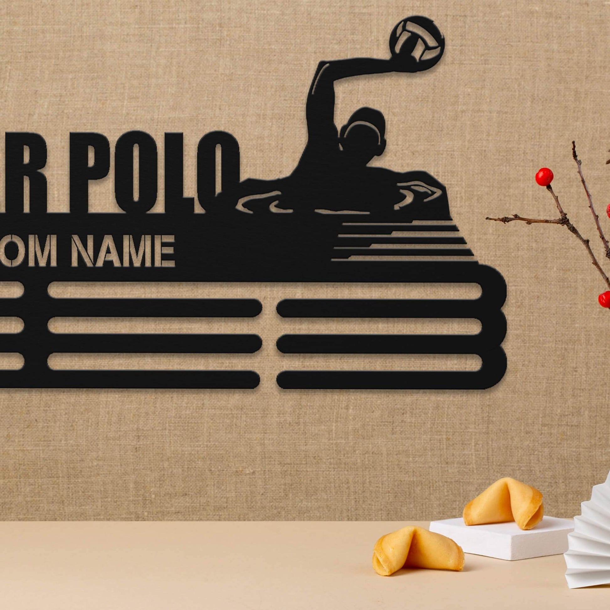 Stainless Steel Water Polo Medal Display – Personalized Wall Rack for Medals & Trophies - Champion Hanger