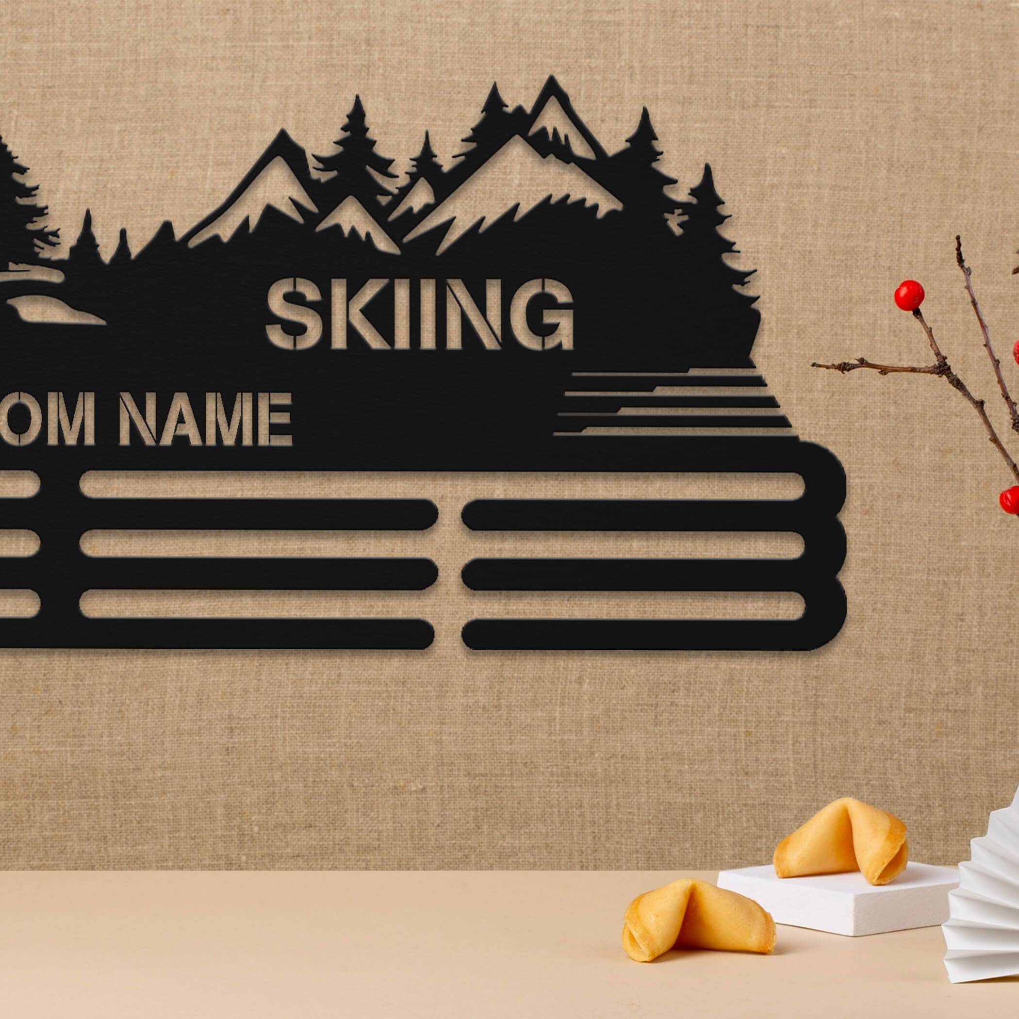 Skiing Medal Hanger – Personalized Metal Medal Holder – Stainless Steel Display Rack for Ski Awards - Champion Hanger