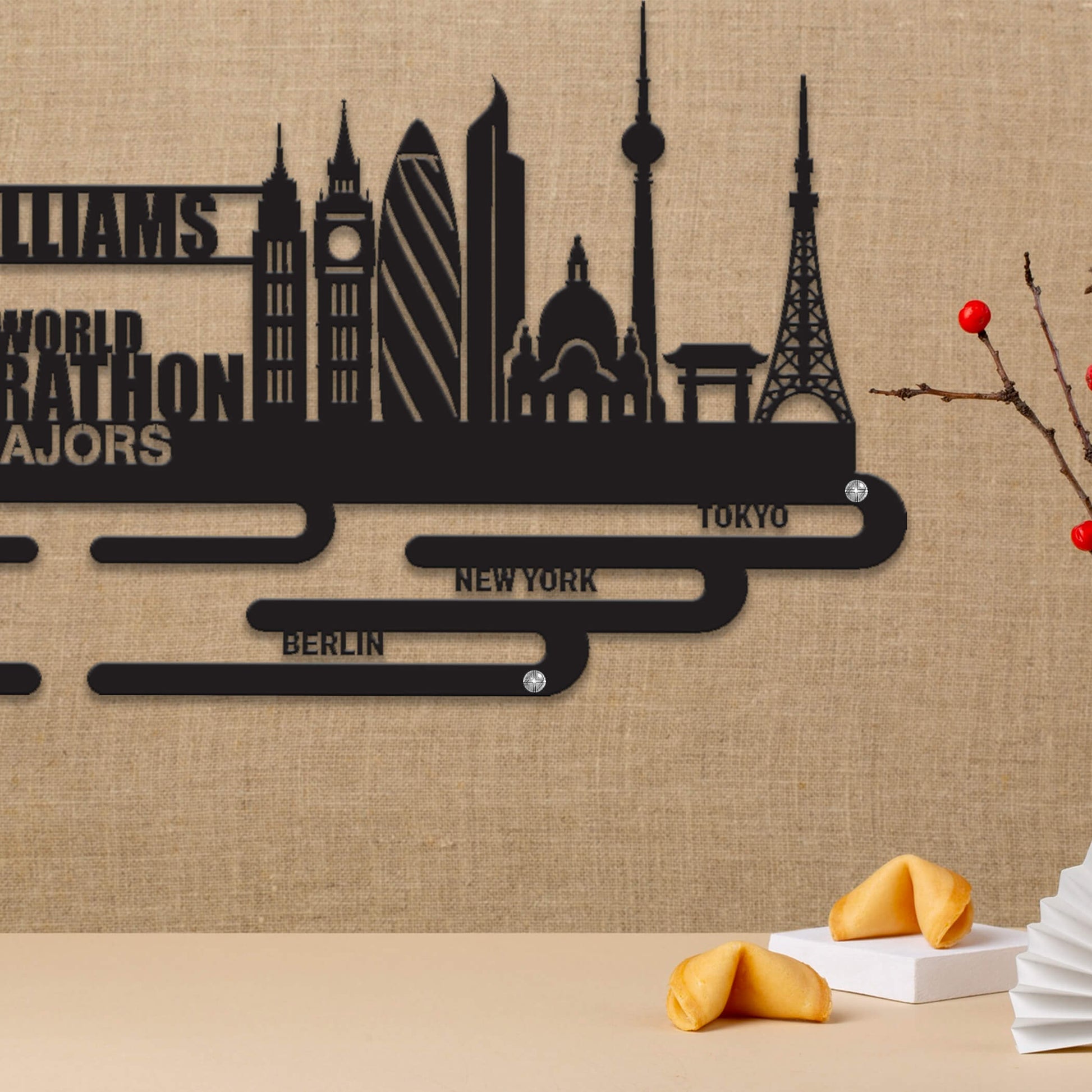 World Marathon Majors Medal Hanger – Personalized Metal Medal Holder – Stainless Steel Display Rack MH023 3