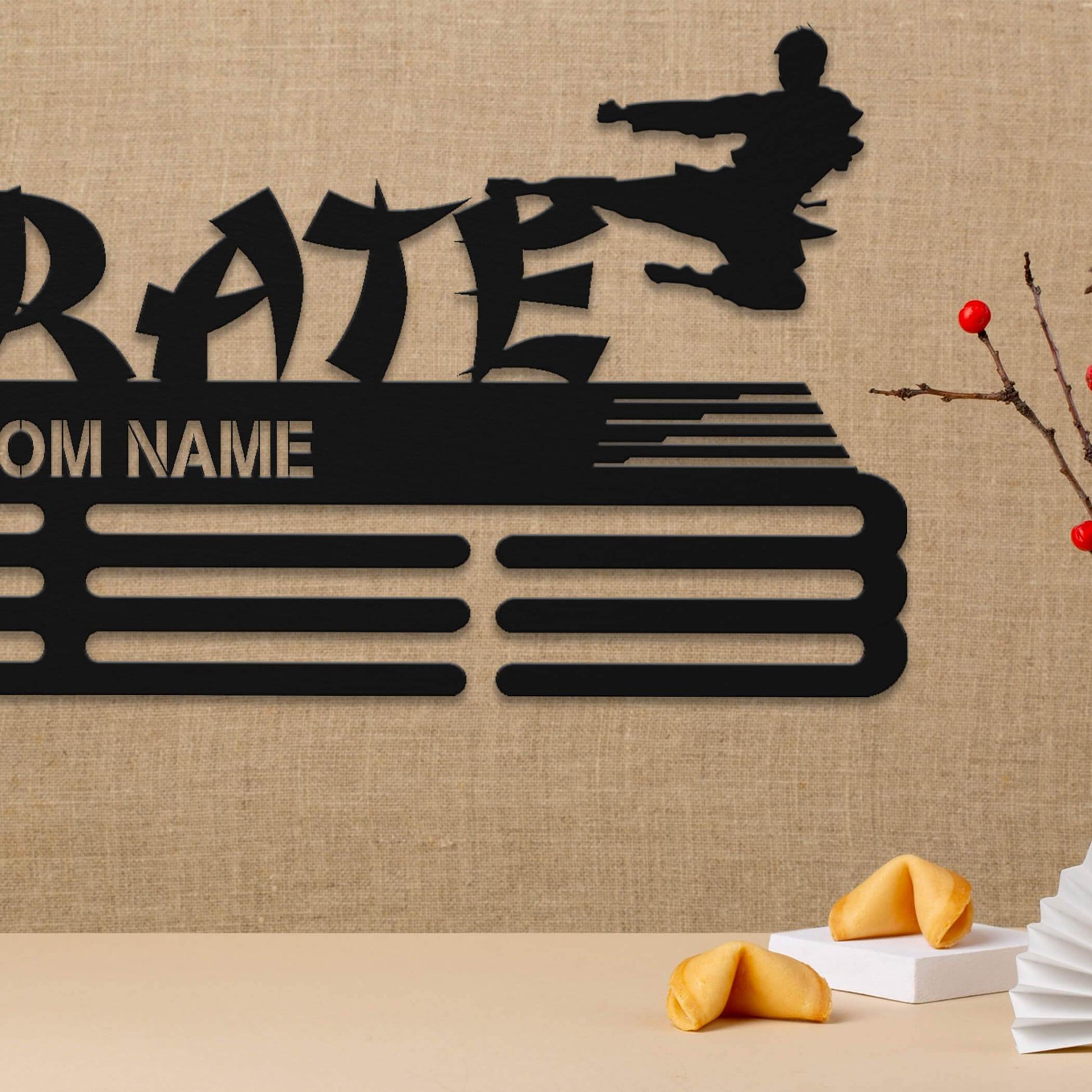 Karate Medal Hanger – Personalized Metal Medal Holder – Stainless Steel Wall Display Rack for Karate Awards - Champion Hanger