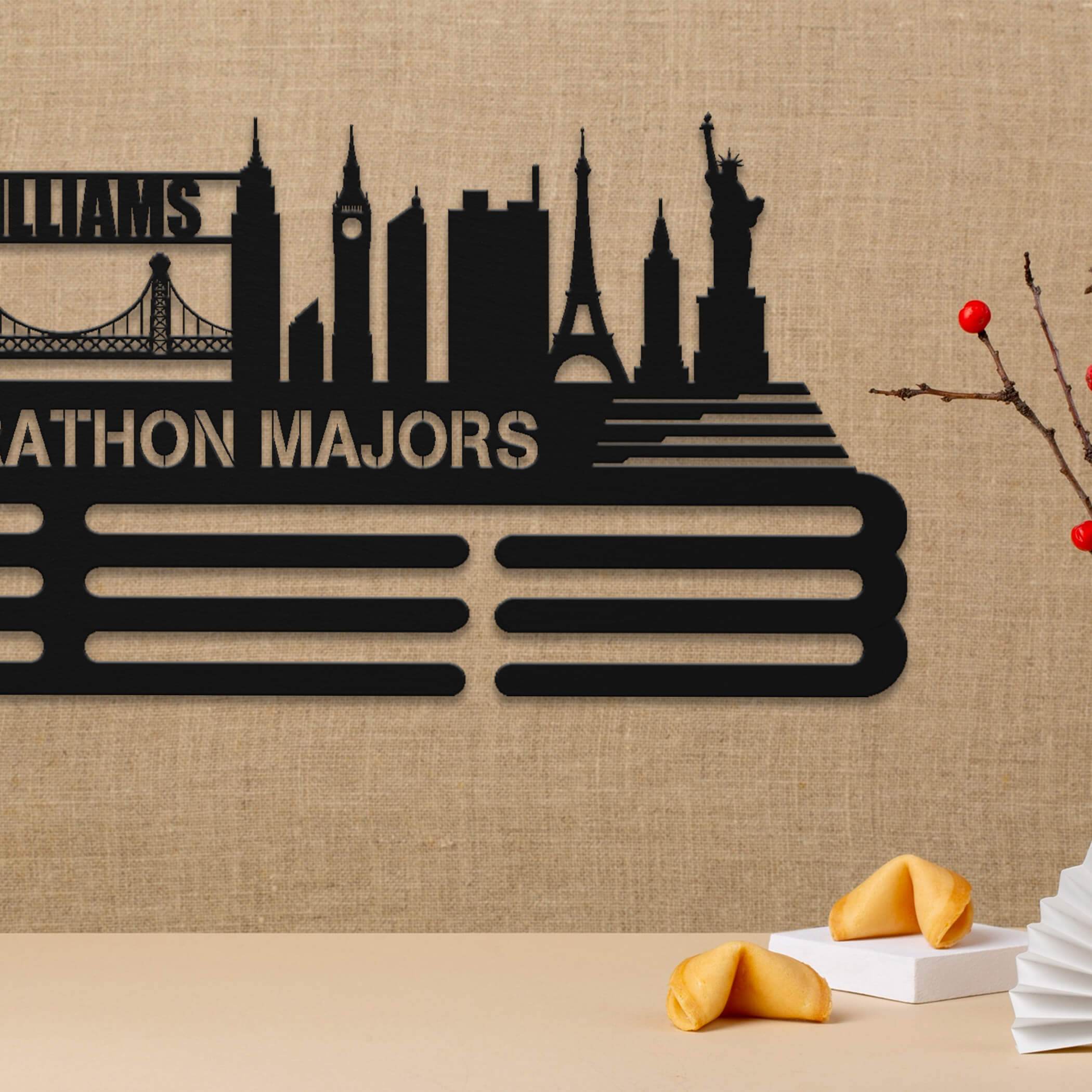 World Marathon Majors Medal Hanger, Custom Metal Medal Holder, Personalized Name Display Rack, Sports Awards Gift - Champion Hanger