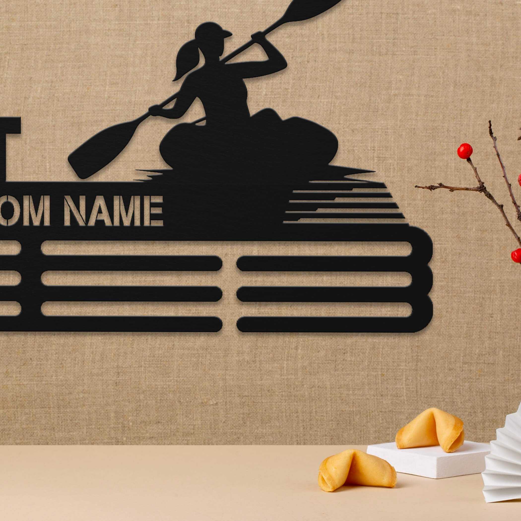 Personalized Kayak Medal Hanger – Stainless Steel Medal Holder with “Row Rise Repeat” Quote | Gifts for Kayakers | ChampionHanger