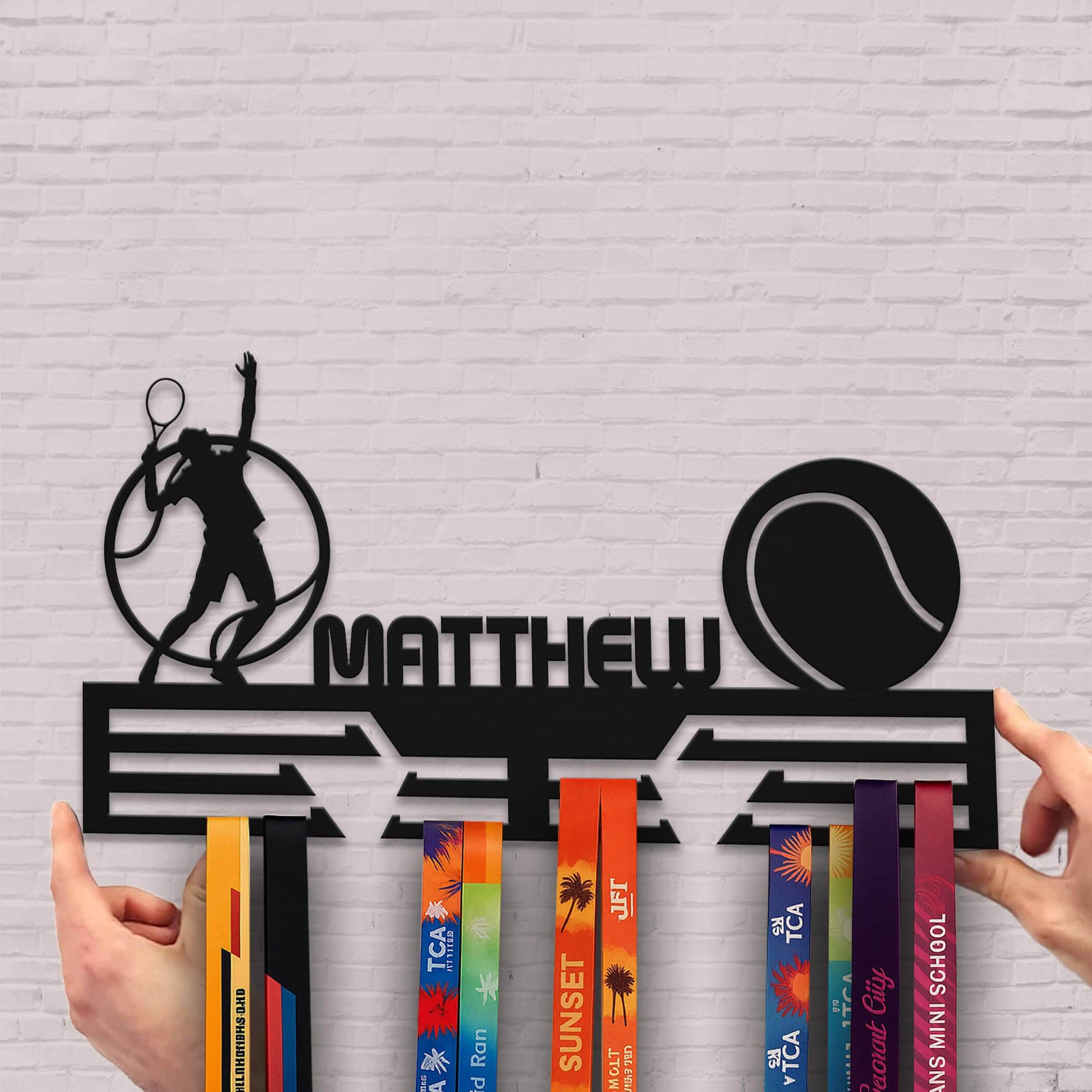Personalized Tennis Medal Hanger – Stainless Steel Medal Display Rack – Custom Wall Holder for Tennis Awards and Gifts - Champion Hanger