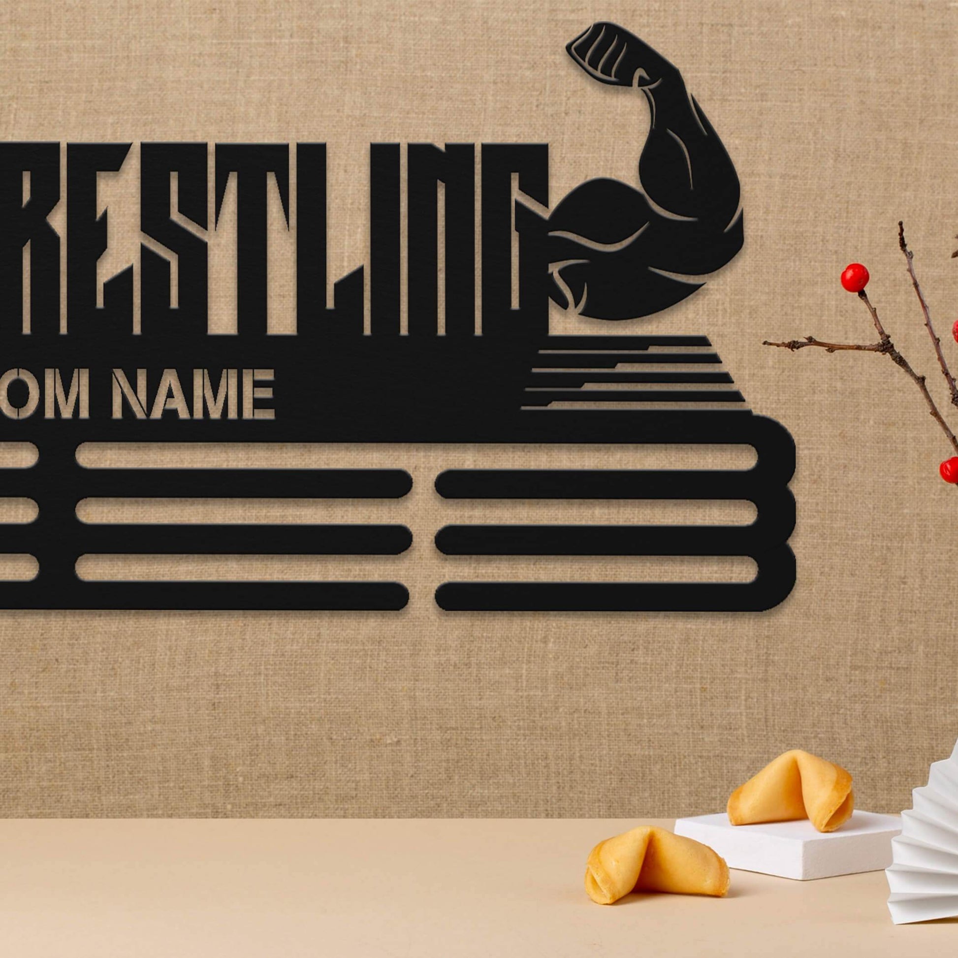 Personalized Arm Wrestling Medal Holder – Custom Metal Wall Rack for Displaying Awards and Medals - Champion Hanger