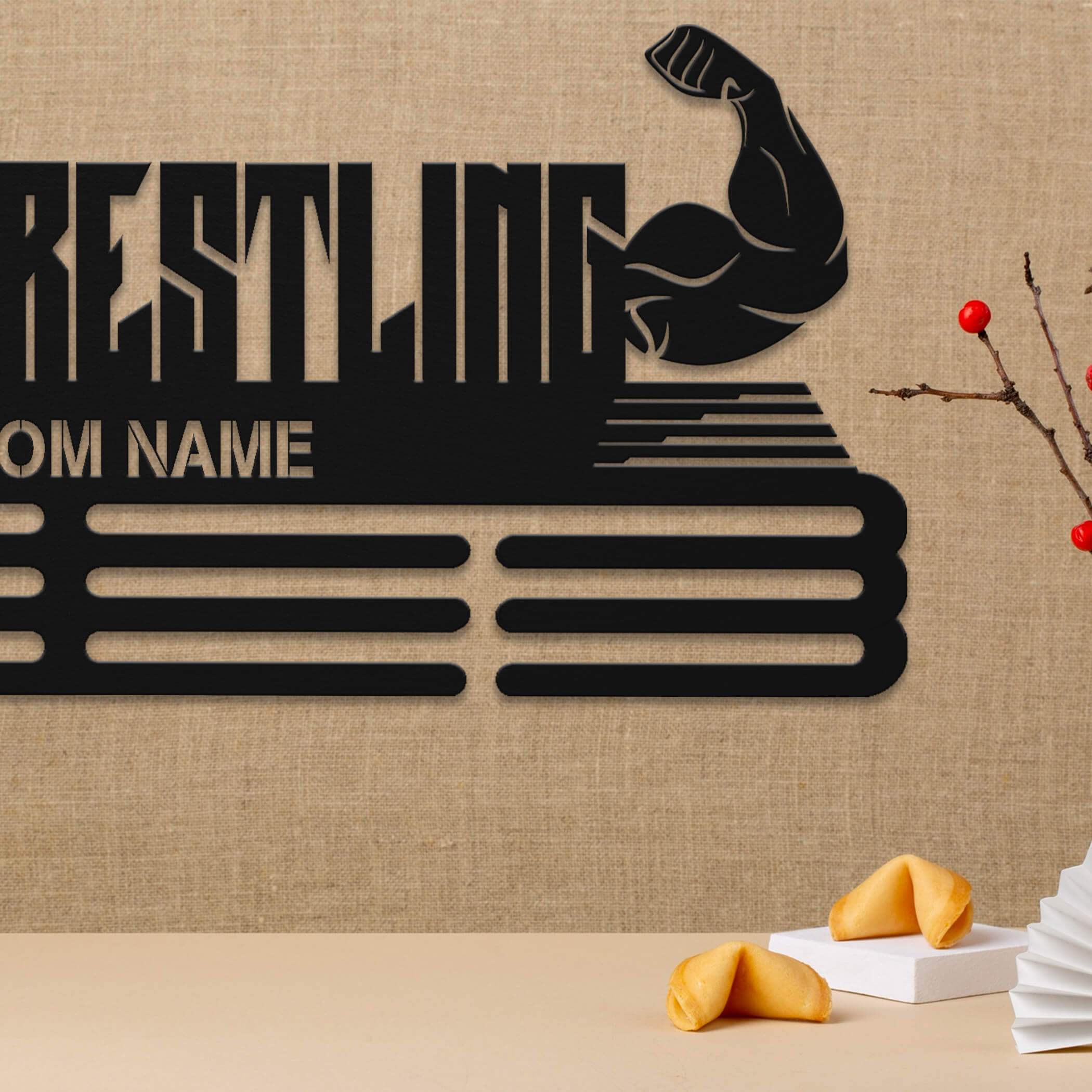 Personalized Arm Wrestling Medal Holder – Custom Metal Wall Rack for Displaying Awards and Medals - Champion Hanger
