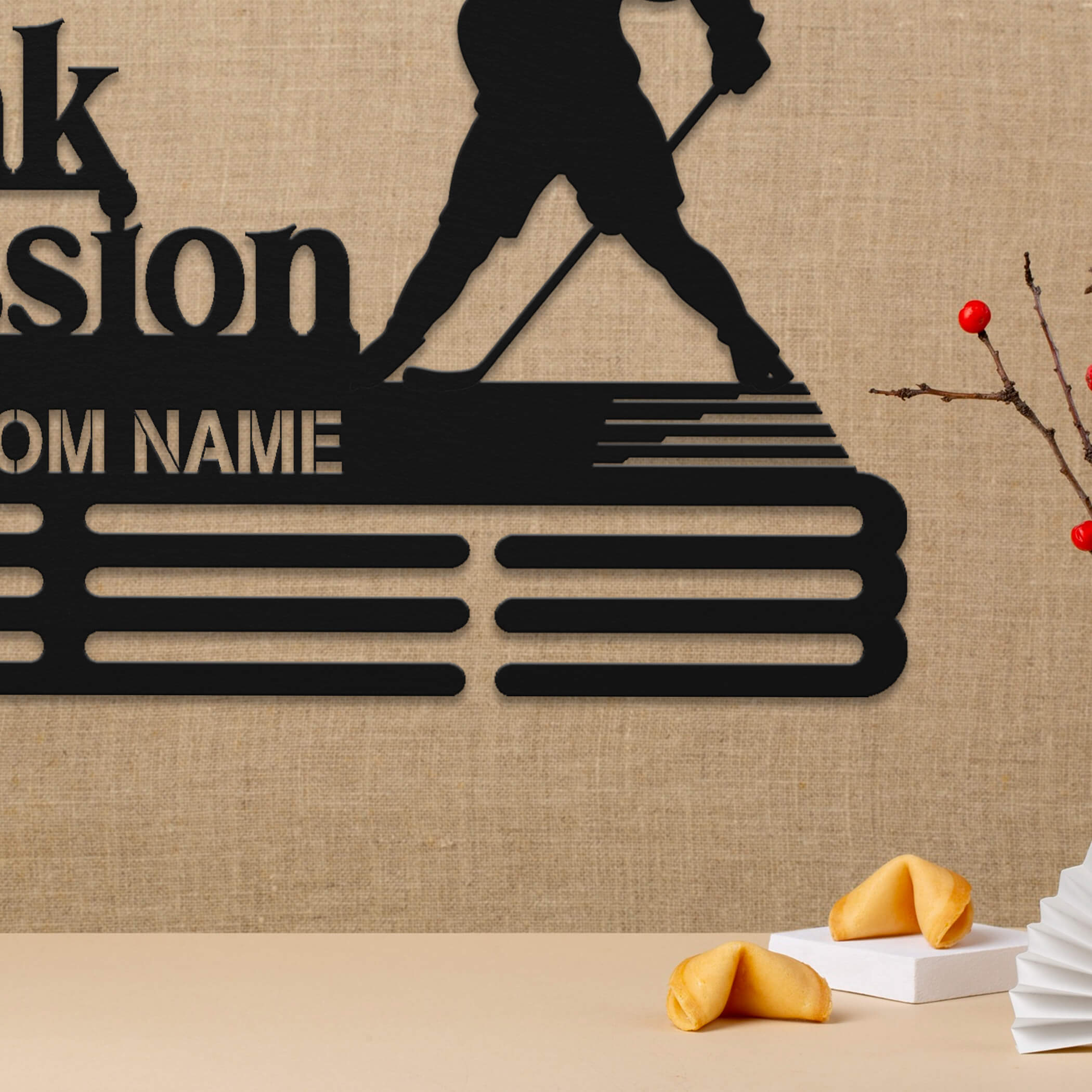 Personalized Stainless Steel Ice Hockey Medal Hanger – “Cold Rink, Hot Passion” | Custom Name Medal Display | Championhanger