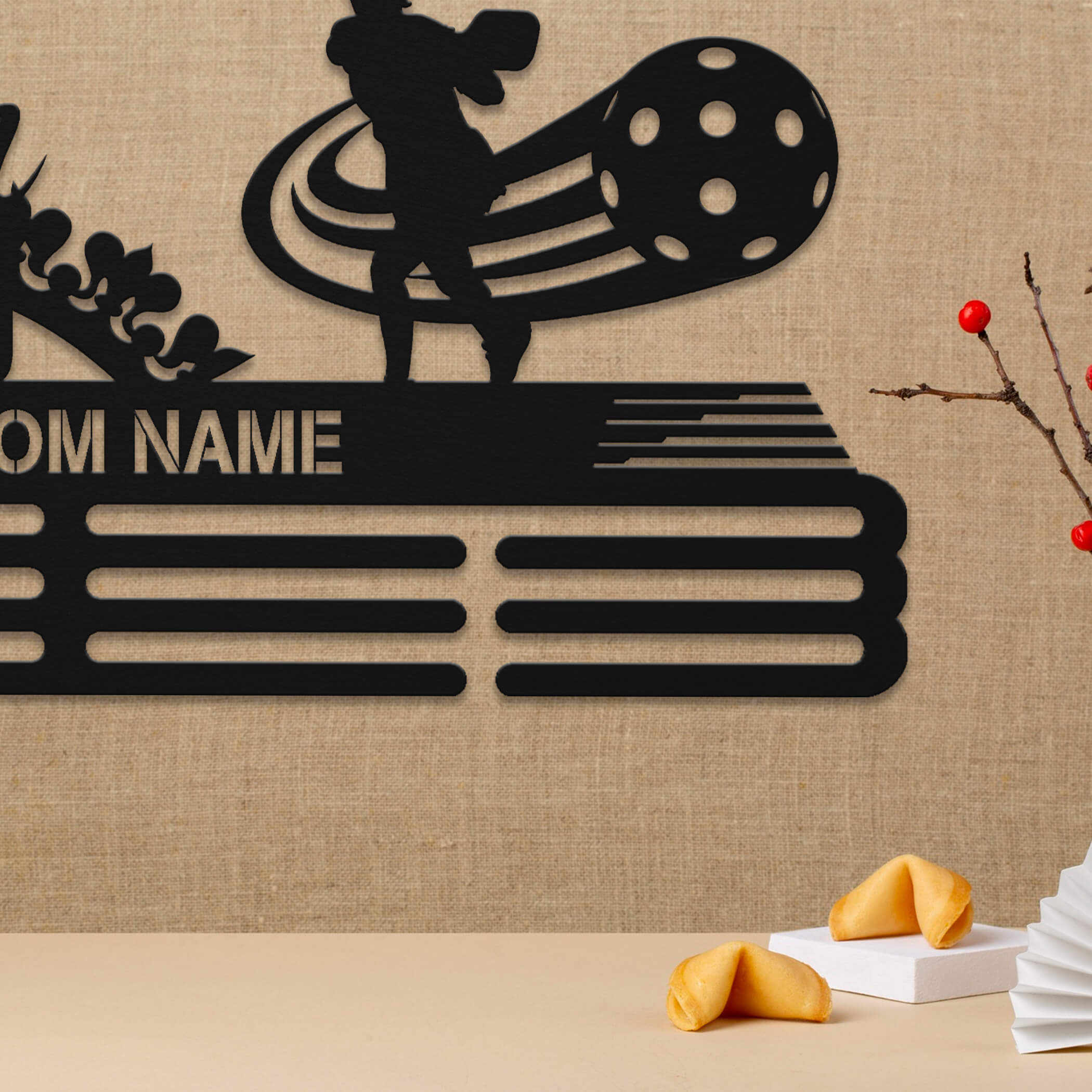 Personalized Pickleball Medal Hanger – Stainless Steel Wall Rack with “Kitchen Queen” & “Kitchen King” Quotes | ChampionHanger
