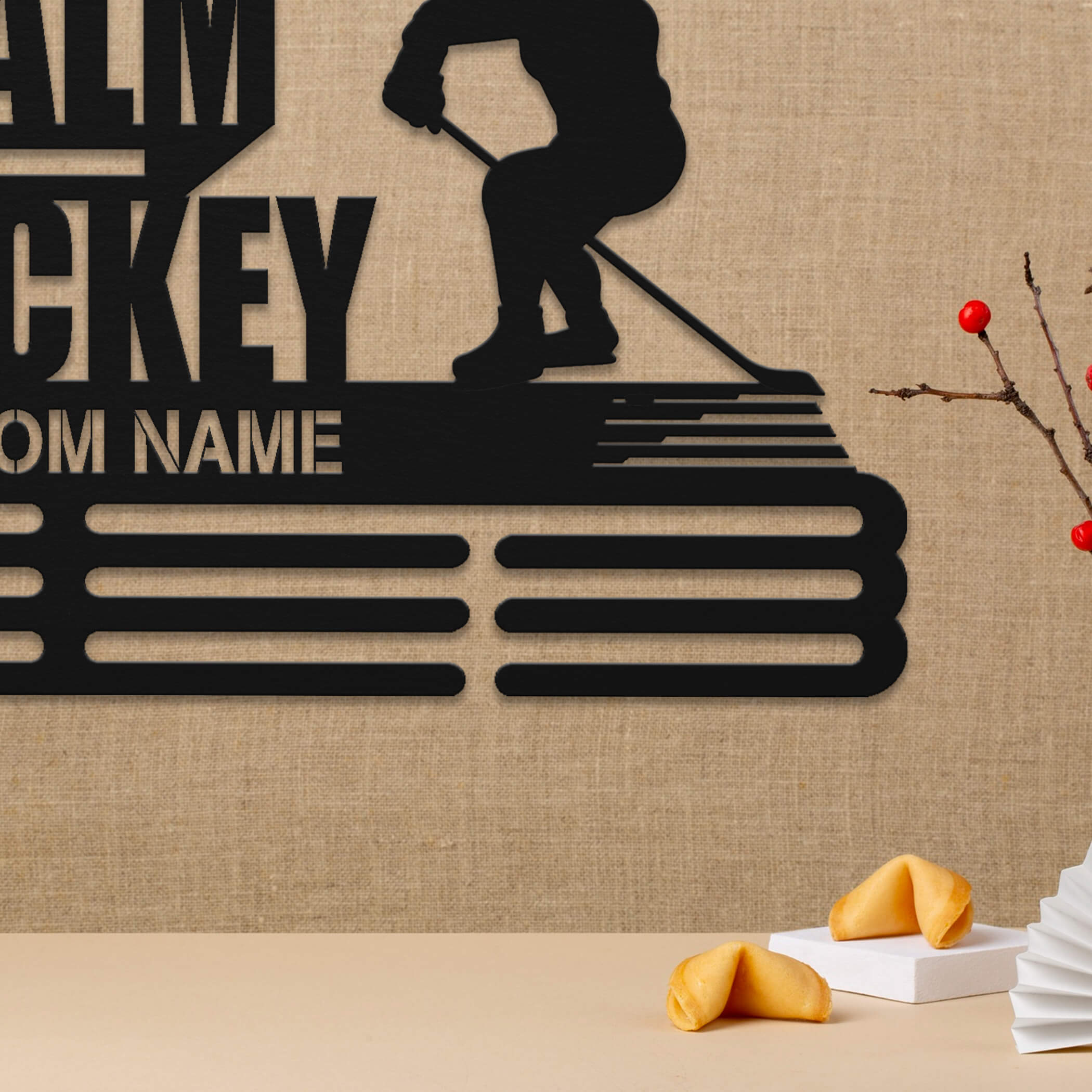 Stainless Steel Ice Hockey Medal Hanger – “Keep Calm and Play Hockey” Quote, Personalized Medal Display for Hockey Players | ChampionHanger