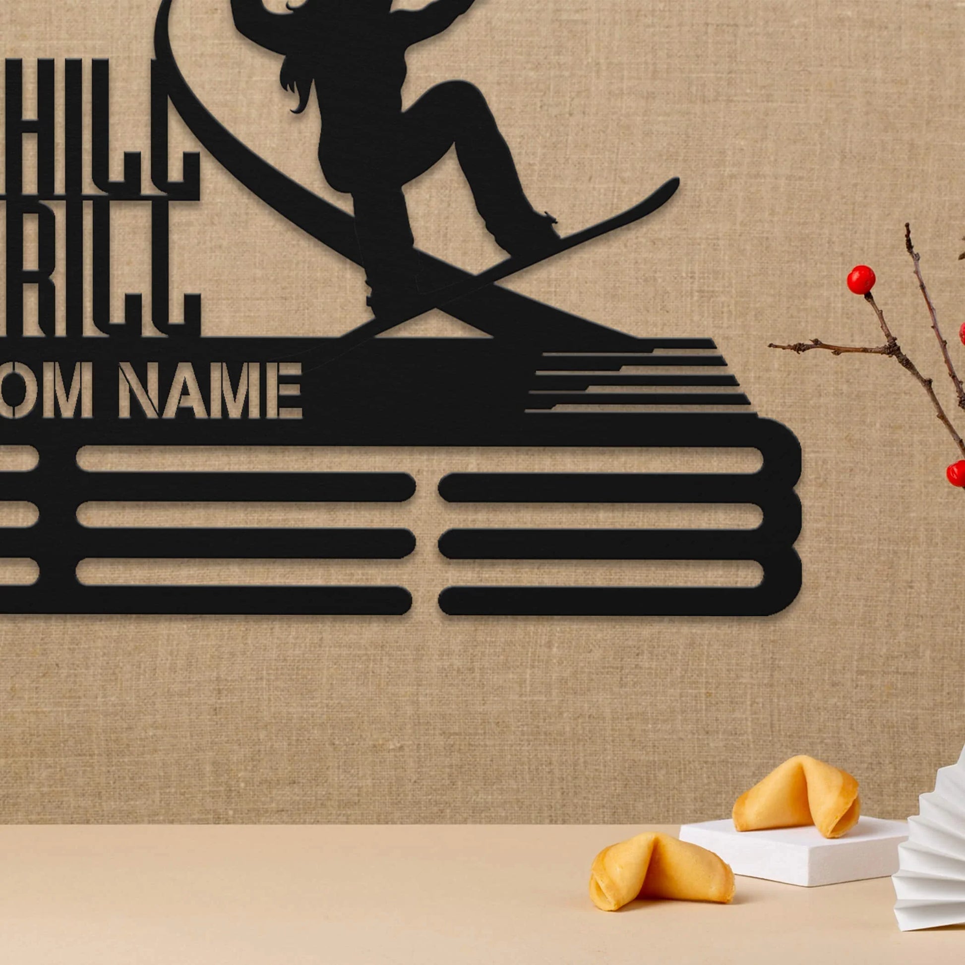 Stainless Steel Snowboarding Medal Hanger – “Feel The Chill, Love The Thrill” | Personalized Snowboard Medal Holder | ChampionHanger - Champion Hanger