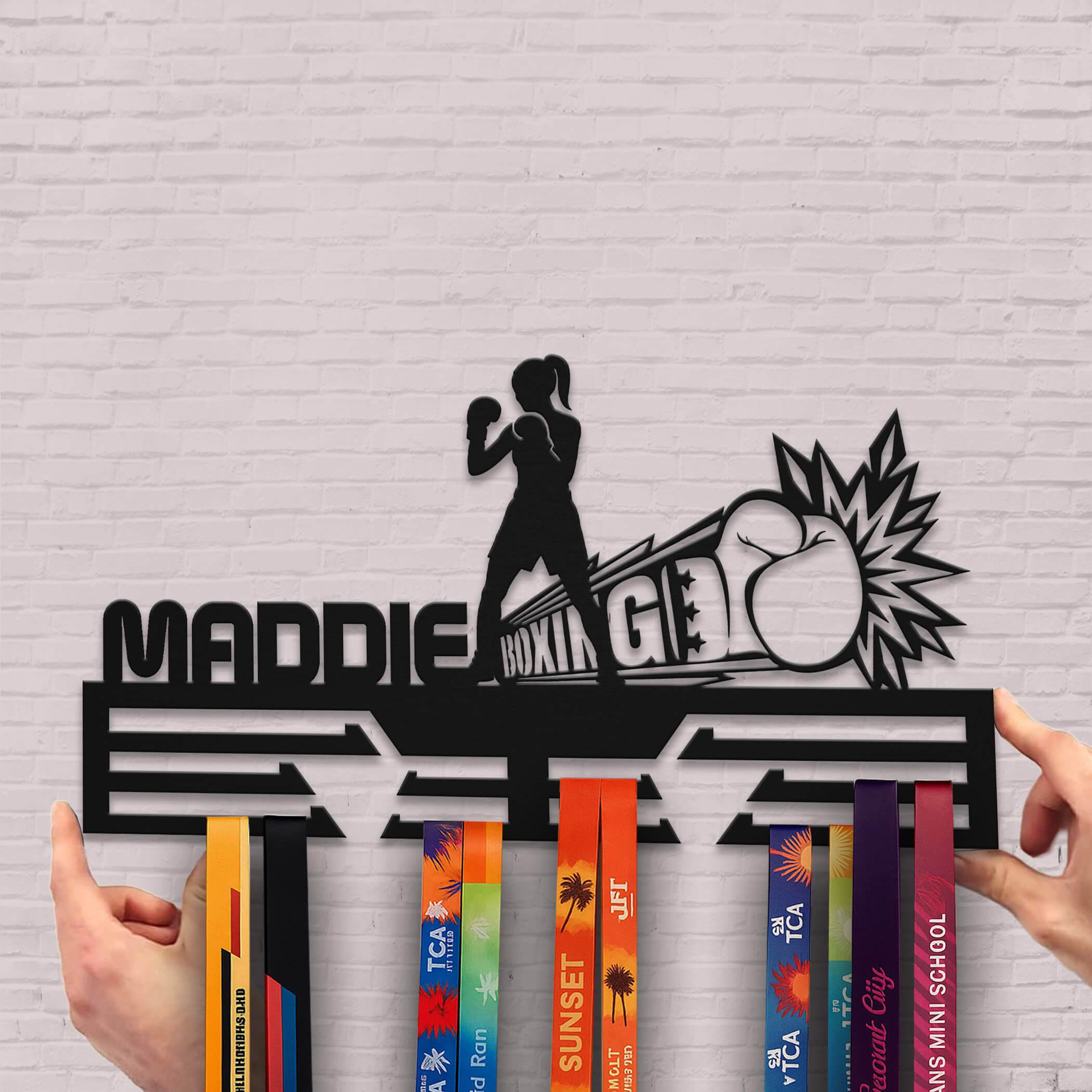 Personalized Boxing Medal Hanger – Stainless Steel Medal Display Rack – Custom Wall Holder for Boxing Awards & Champion Gifts - Champion Hanger