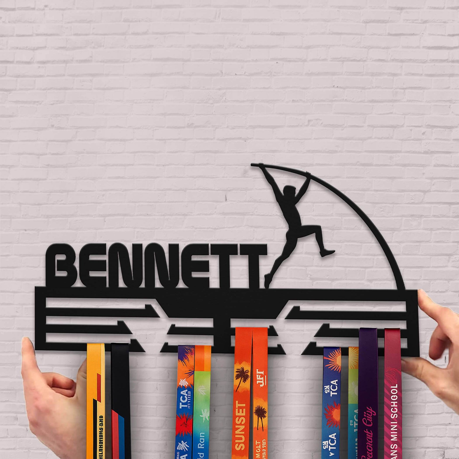 Custom Pole Vault Medal Display – Stainless Steel Medal Hanger for Pole Vaulting Athletes - Champion Hanger