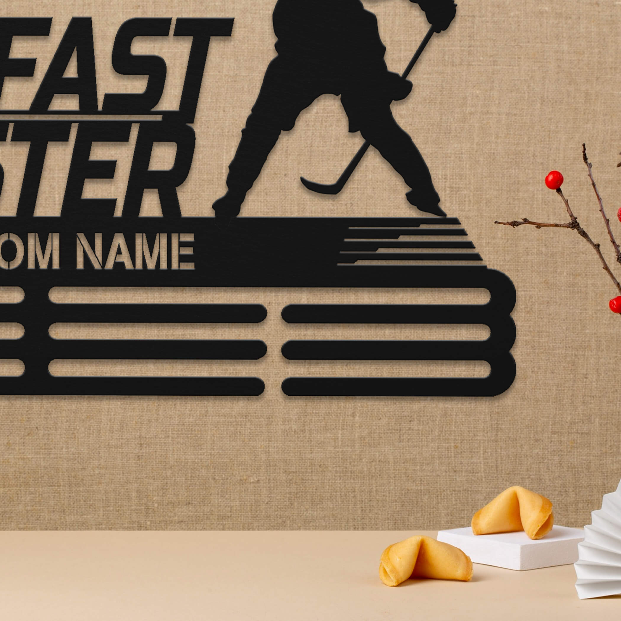 Personalized Stainless Steel Ice Hockey Medal Hanger – “Skate Fast, Hit Faster” Custom Name | Championhanger