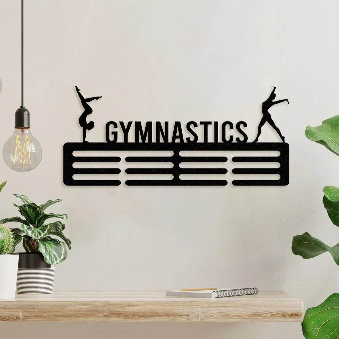 Personalized Gymnastics Medal Holder – Custom Wall Rack for Displaying Gymnast Awards and Medals - Champion Hanger