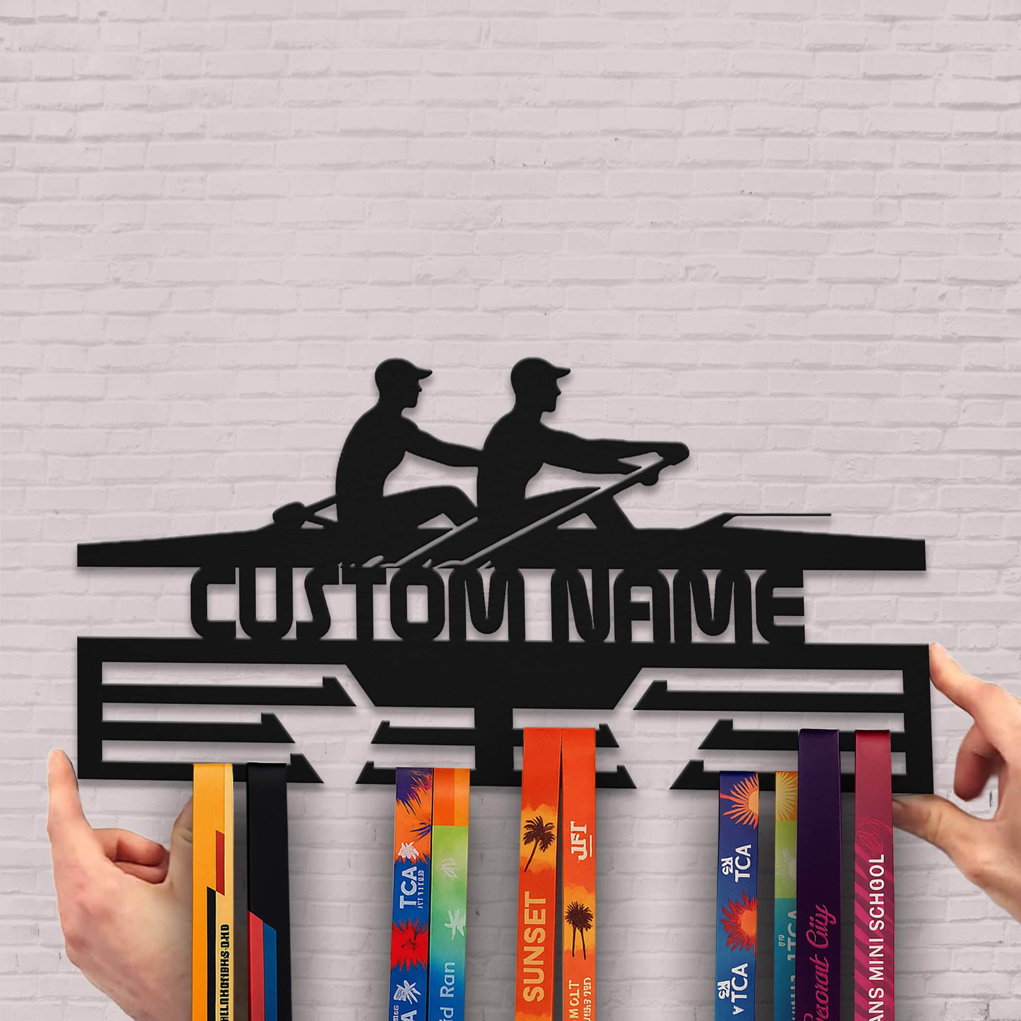 Personalized Kayak Medal Hanger – Stainless Steel Medal Display Rack – Custom Kayaking Award Holder – Kayaker Gifts - Champion Hanger