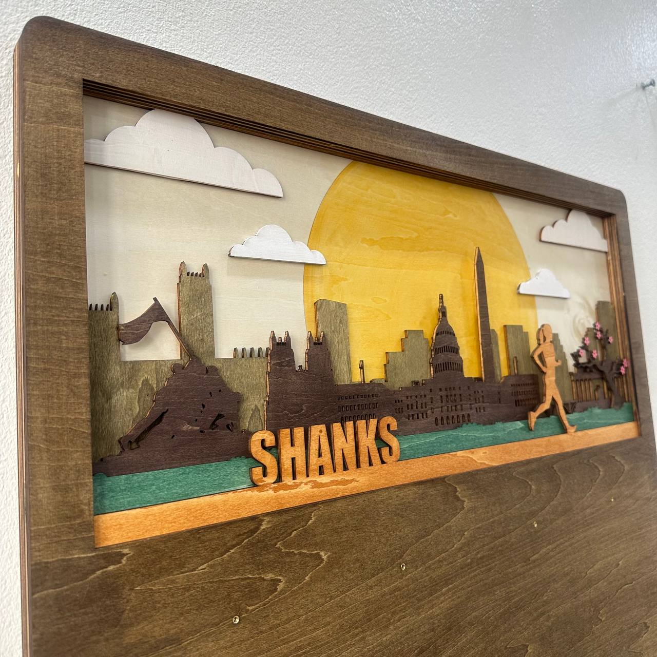 Personalized Wooden Medal Hanger with Washington City Design – Custom Name Running Medal Holder for Runners | Championhanger