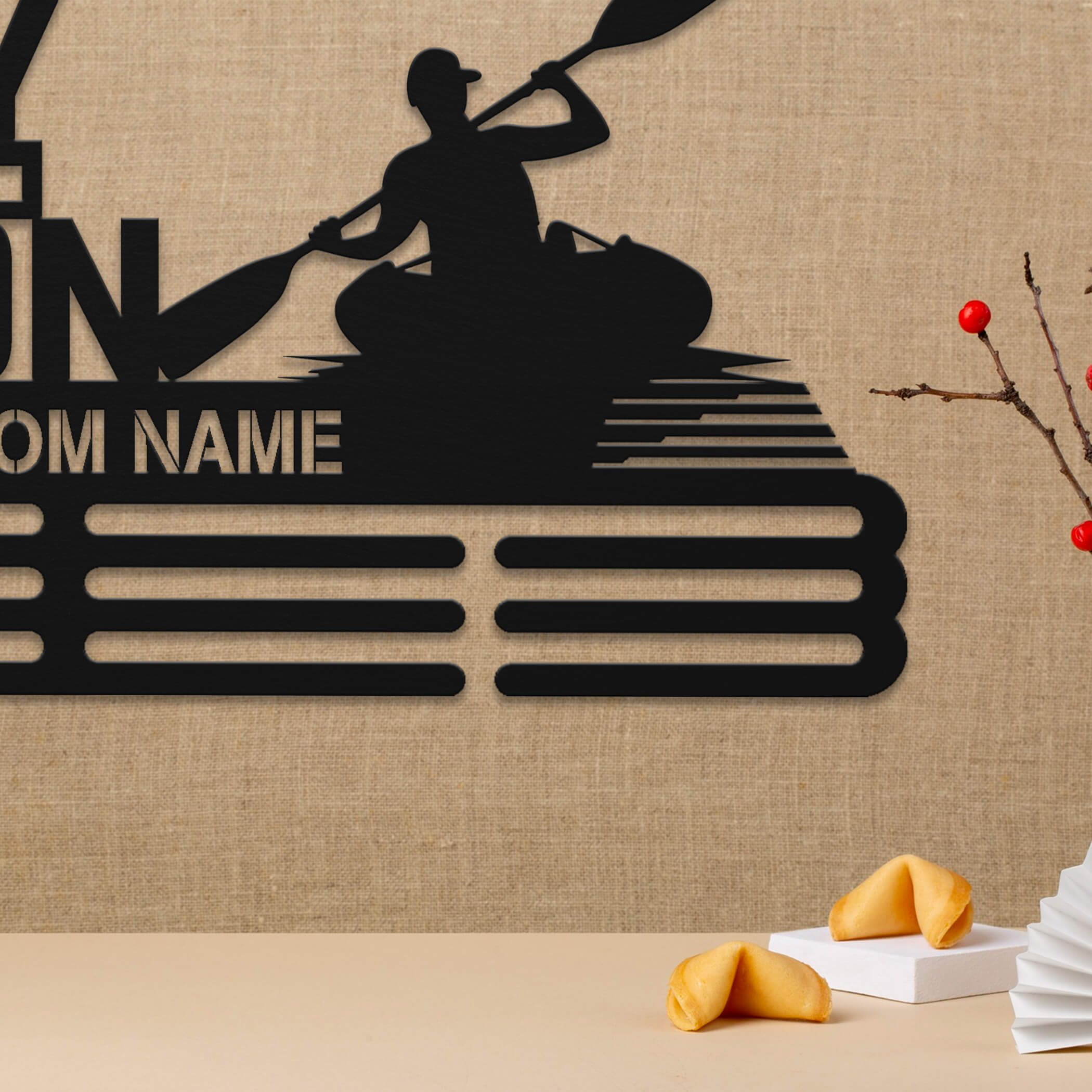 Personalized Kayak Medal Hanger with Quote "Unity in Motion" | Stainless Steel Medal Display | ChampionHanger