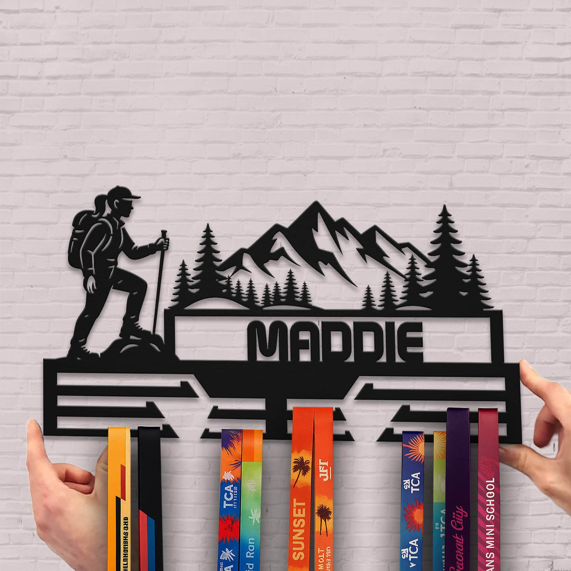 Personalized Hiking Medal Hanger – Stainless Steel Medal Display Rack – Custom Medal Holder for Hikers and Outdoor Awards - Champion Hanger