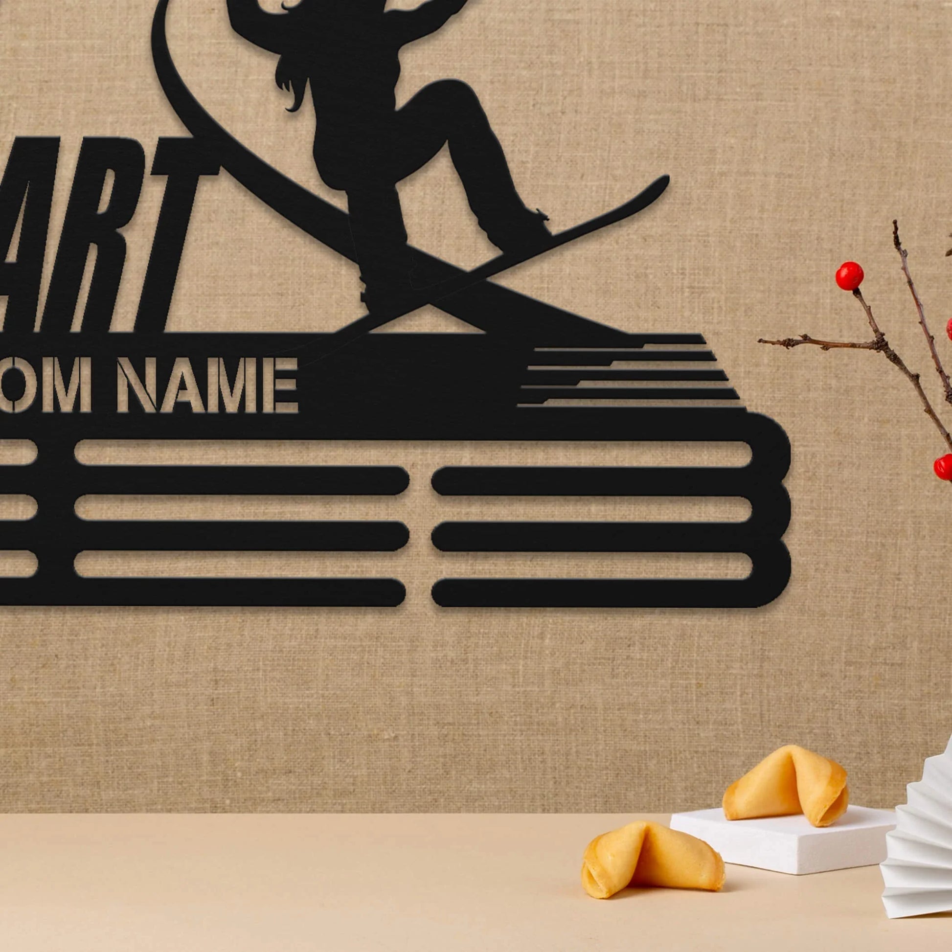 Personalized Snowboard Medal Hanger – Stainless Steel Display Rack with “Cold Air, Warm Heart” Quote | Custom Name Gift for Snowboarders | ChampionHanger - Champion Hanger