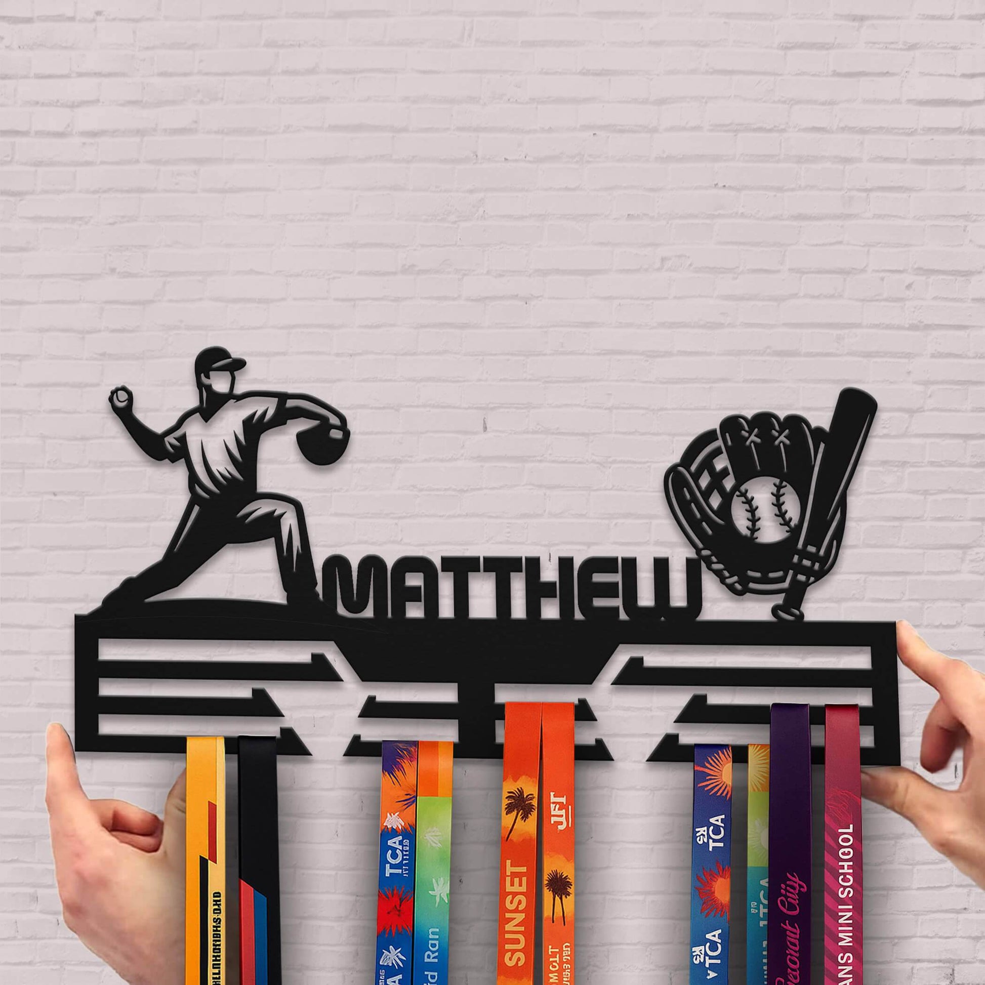 Personalized Baseball Medal Hanger – Stainless Steel Medal Display Rack – Custom Wall Holder for Baseball Awards and Gifts - Champion Hanger