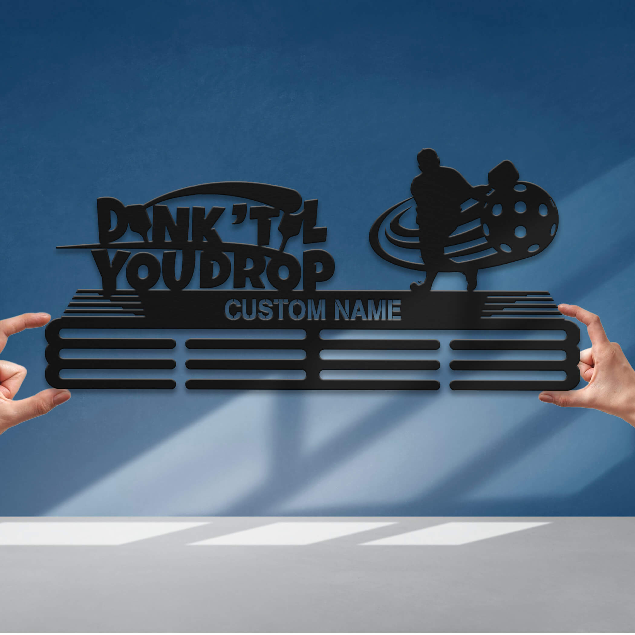 Personalized Pickleball Stainless Steel Medal Hanger – “Dink ’Til You Drop” | ChampionHanger