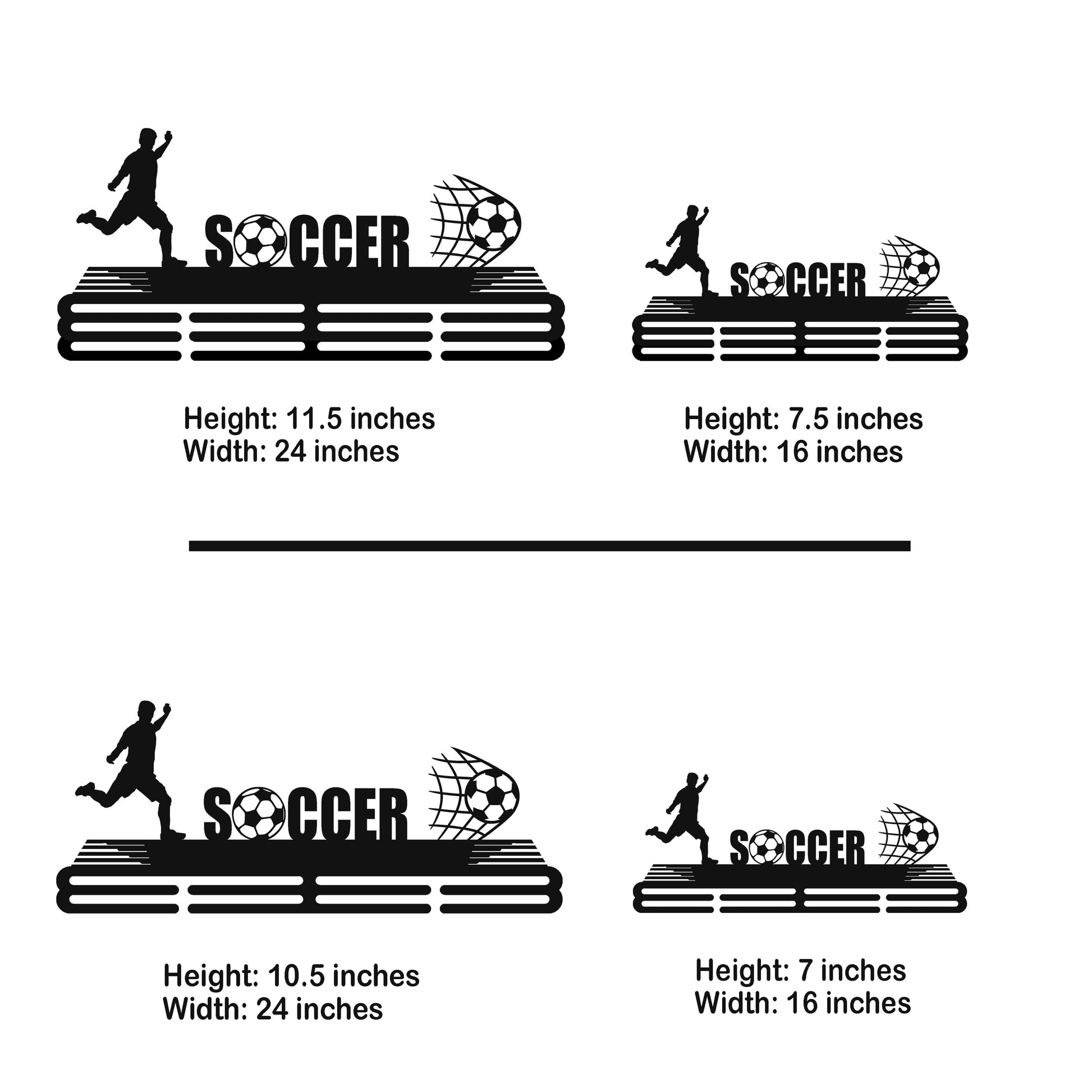 Soccer Player Medal Hanger – Personalized Metal Medal Holder – Stainless Steel Display Rack - Champion Hanger