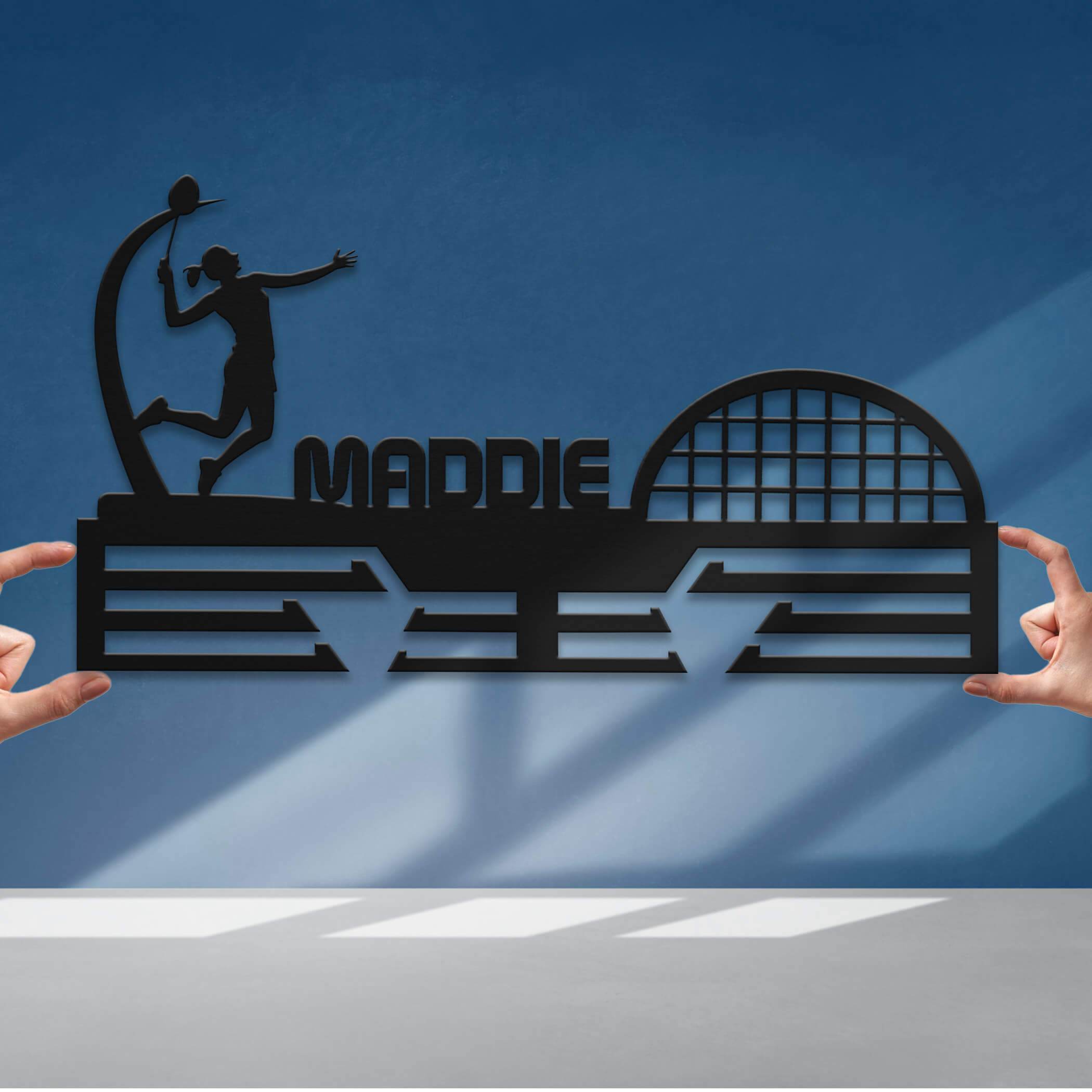 Personalized Stainless Steel Badminton Medal Hanger – Custom Metal Medal Display Rack – Badminton Award Holder & Sports Gift - Champion Hanger