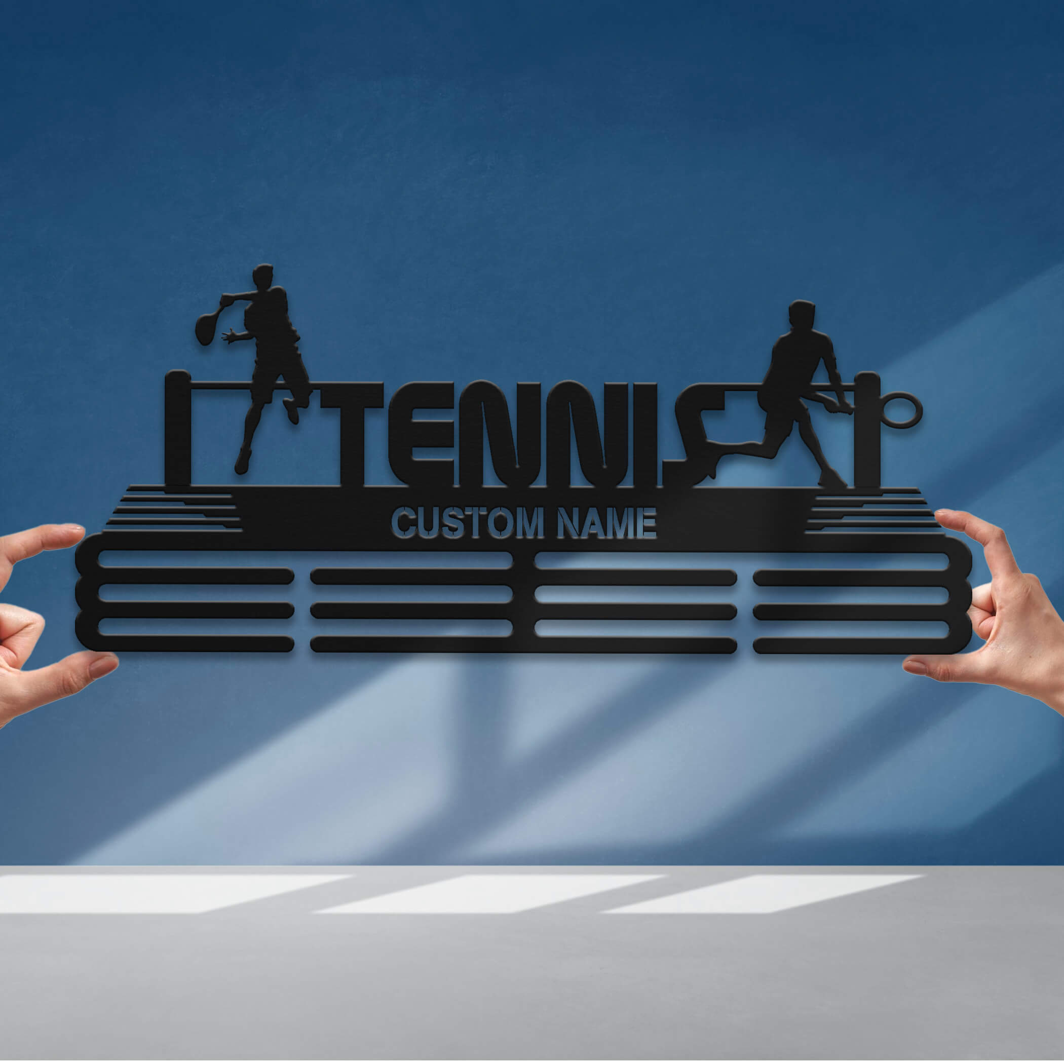Personalized Stainless Steel Tennis Medal Hanger with Custom Name | ChampionHanger